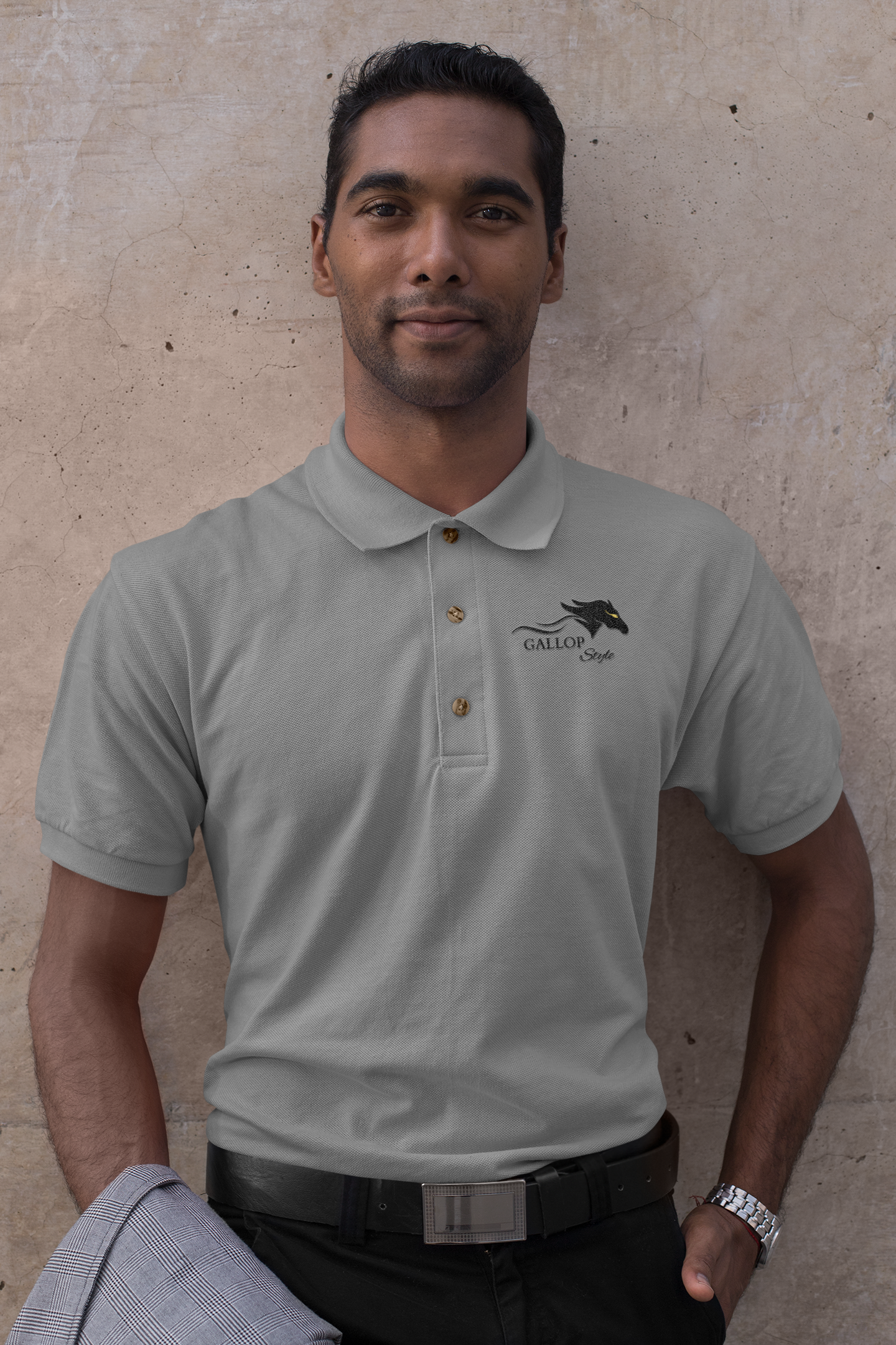 Gallop Style Embroidered Men's pique polo shirt