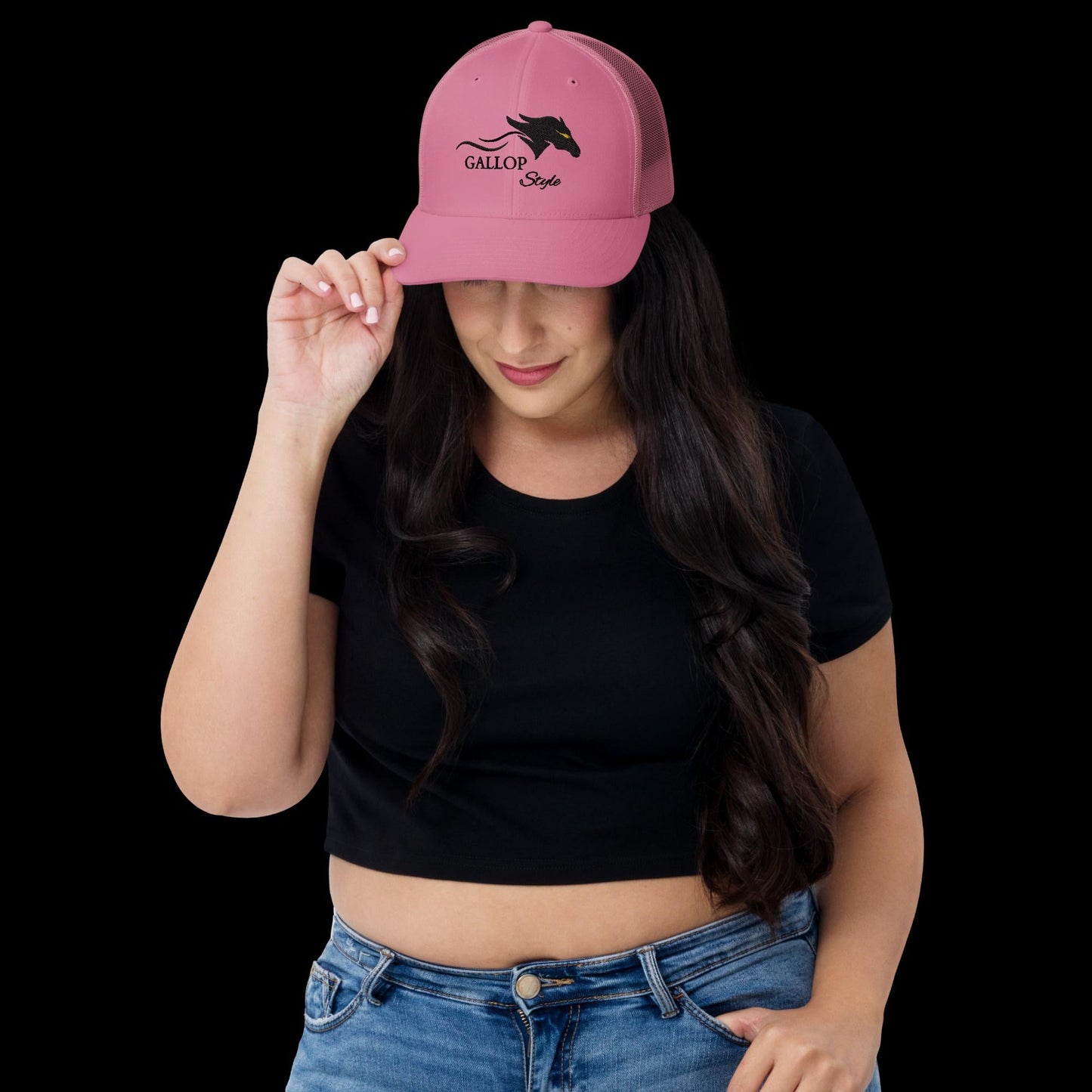 Hats Pink Gallop Style Logo Trucker Cap - Black Stitching