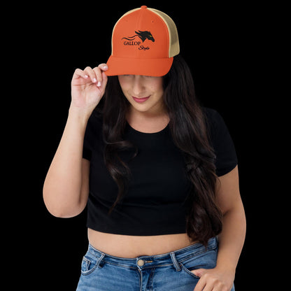 Hats Rustic Orange/ Khaki Gallop Style Logo Trucker Cap - Black Stitching