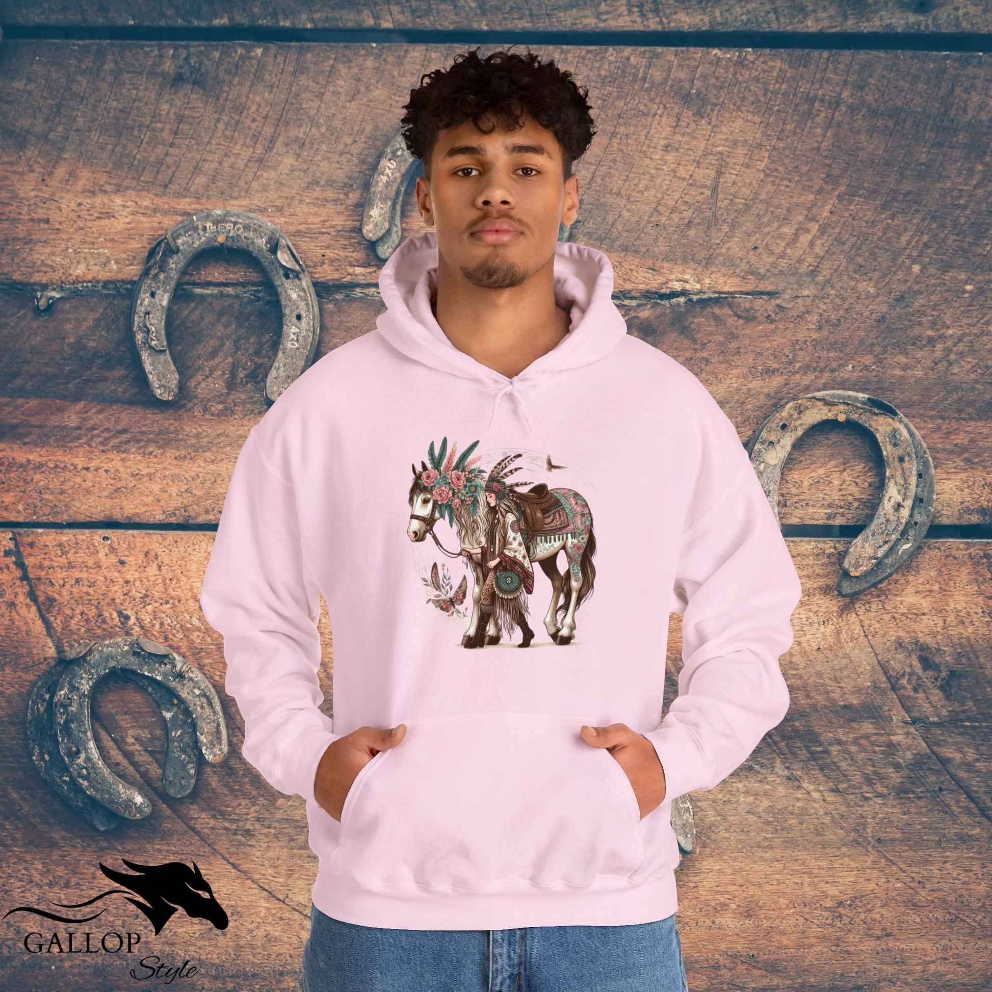 Hoodie BOHO Floral Horse and Rider Unisex Hoodie GS_7