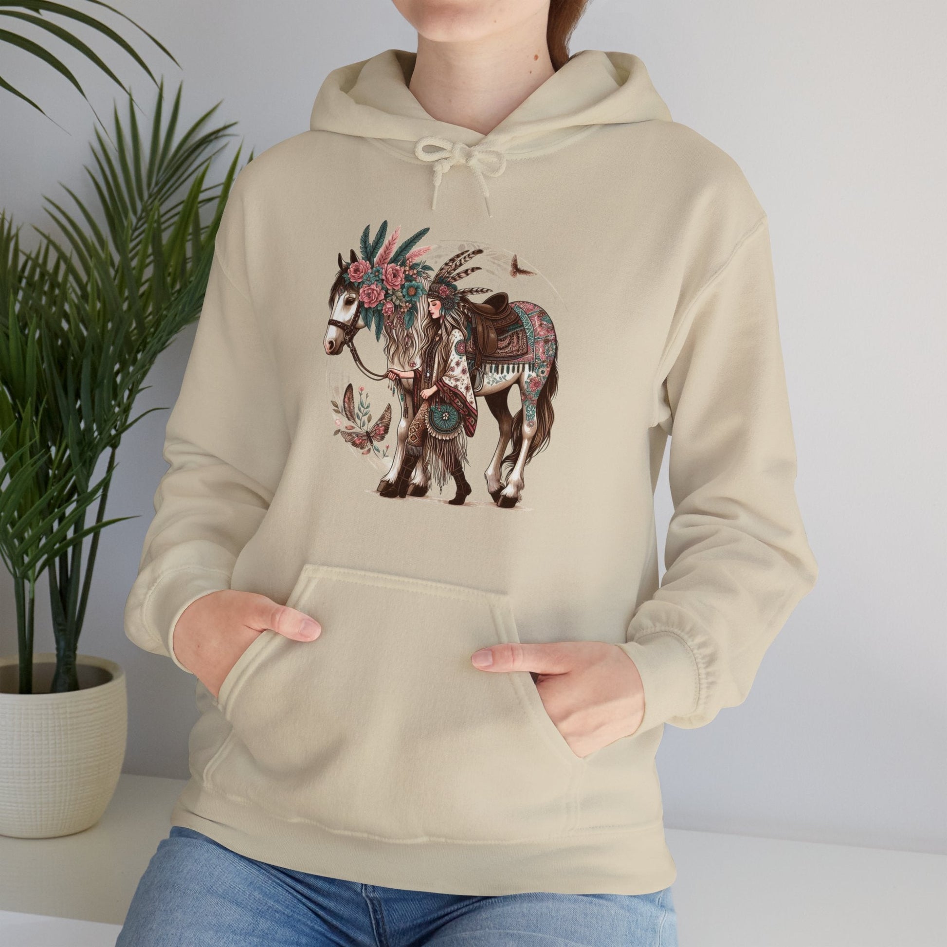 Hoodie BOHO Floral Horse and Rider Unisex Hoodie GS_7