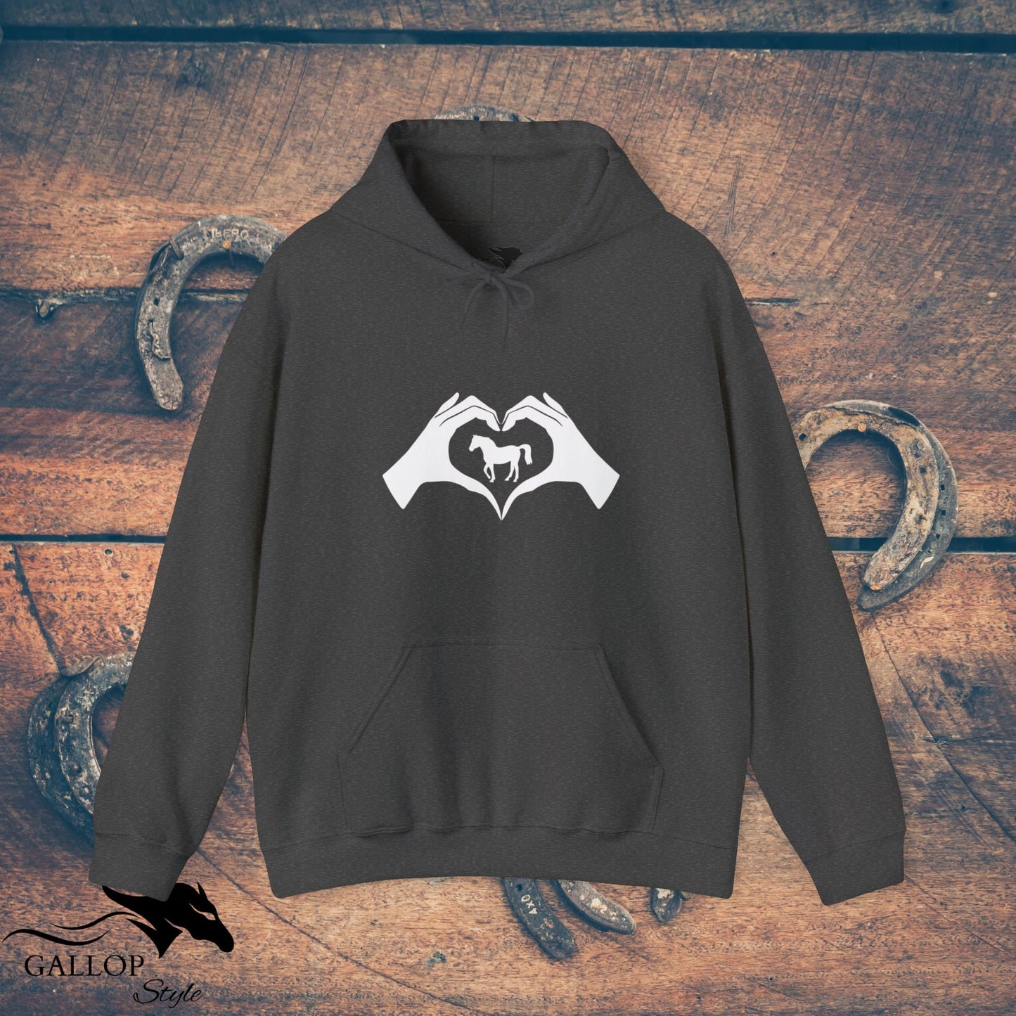 Hoodie Dark Heather / S Heart Hands Horses Unisex Hoodie GS_34