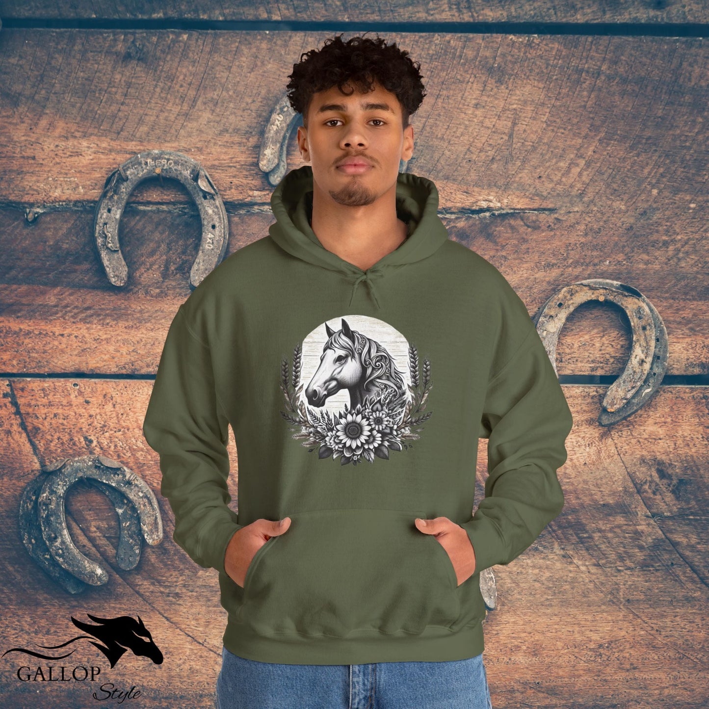 Hoodie Horse Sunflowers Wheat Unisex Hoodie GS_1