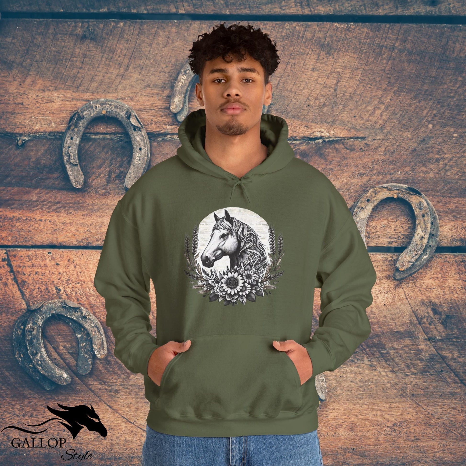 Hoodie Horse Sunflowers Wheat Unisex Hoodie GS_1