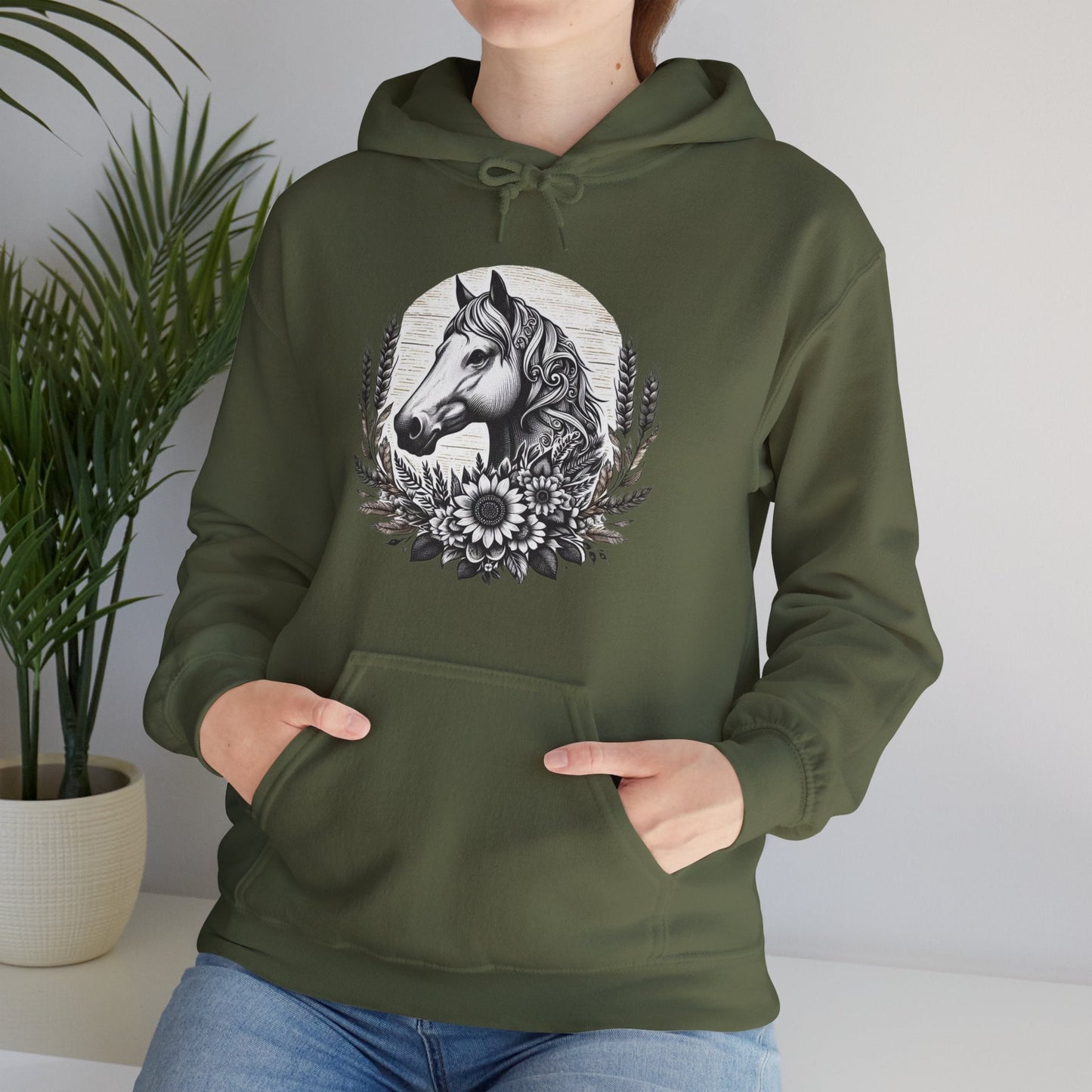 Hoodie Horse Sunflowers Wheat Unisex Hoodie GS_1