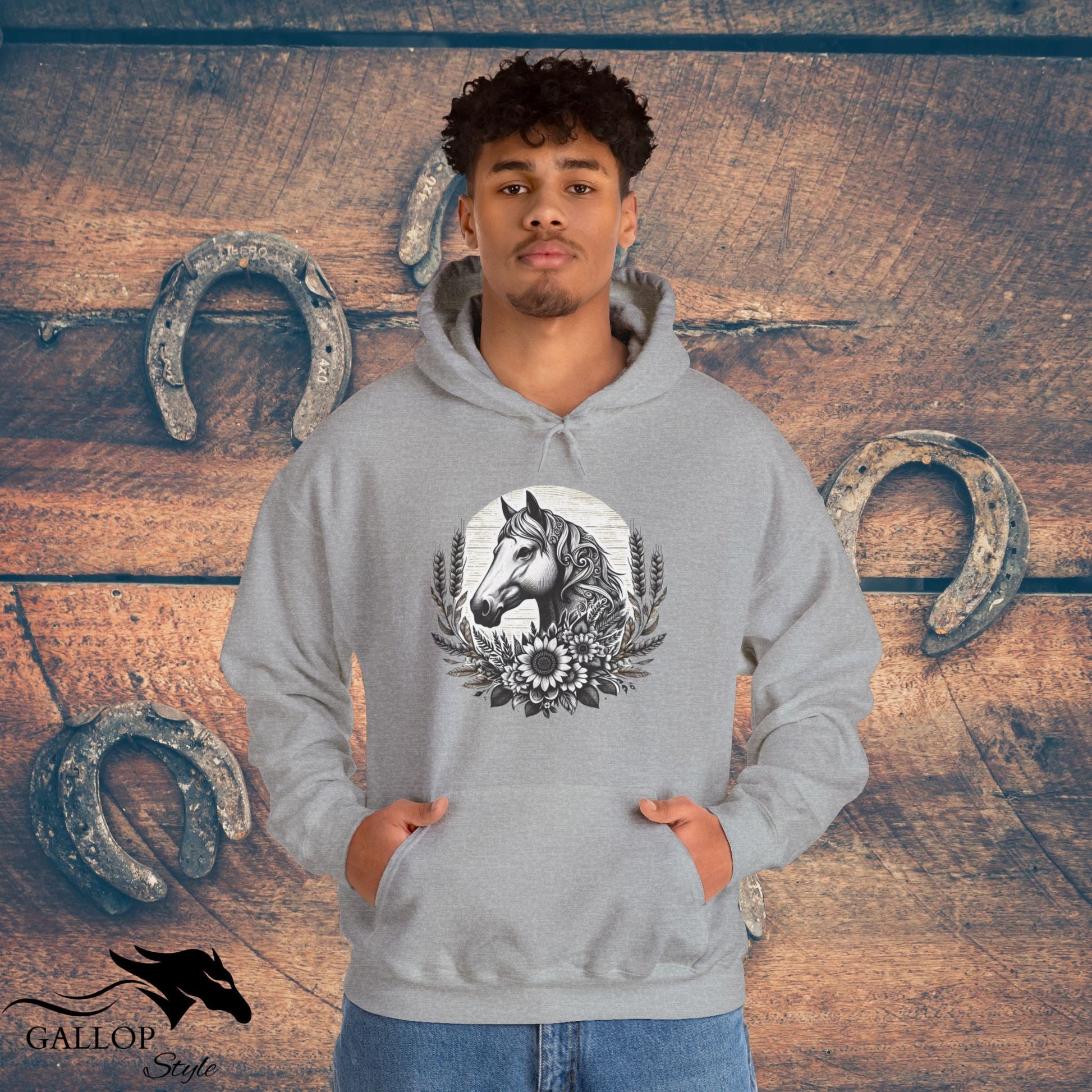 Hoodie Horse Sunflowers Wheat Unisex Hoodie GS_1