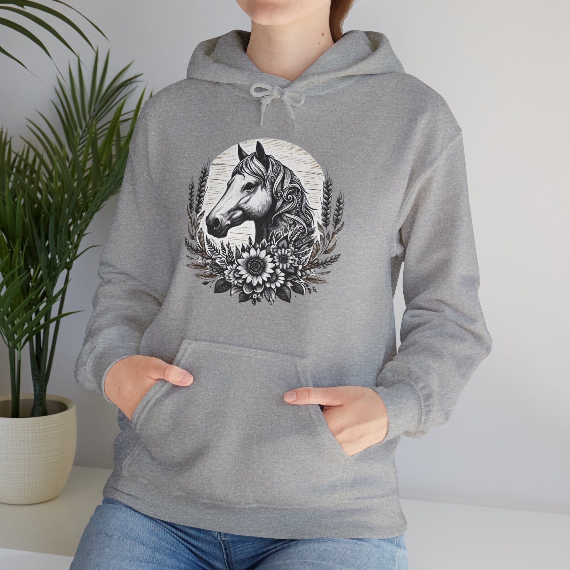 Hoodie Horse Sunflowers Wheat Unisex Hoodie GS_1