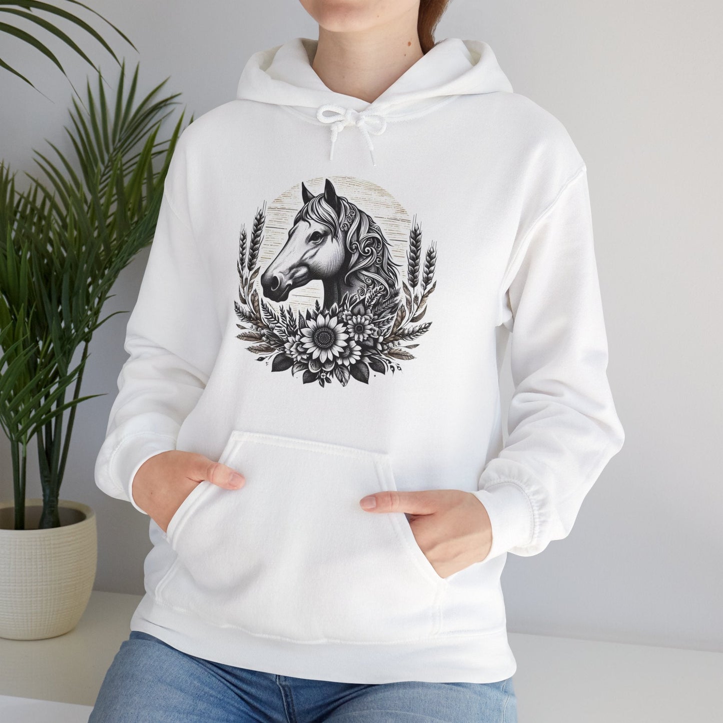 Hoodie Horse Sunflowers Wheat Unisex Hoodie GS_1