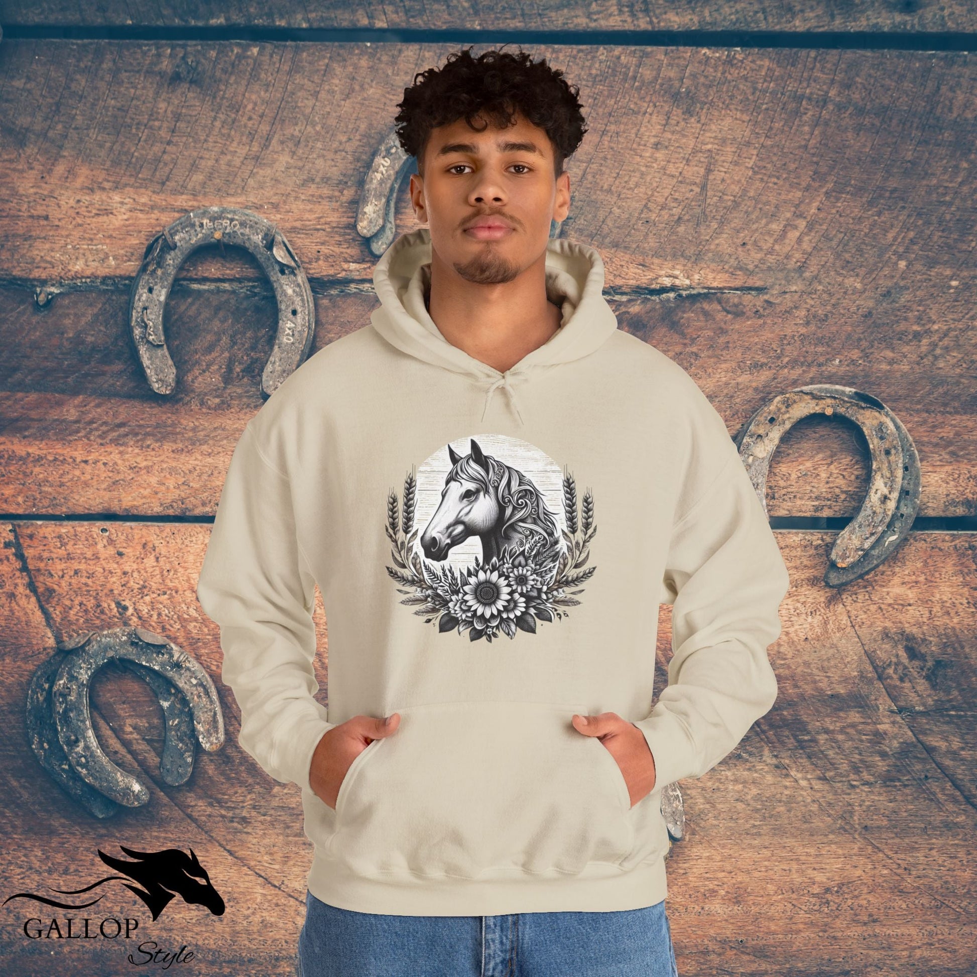 Hoodie Horse Sunflowers Wheat Unisex Hoodie GS_1