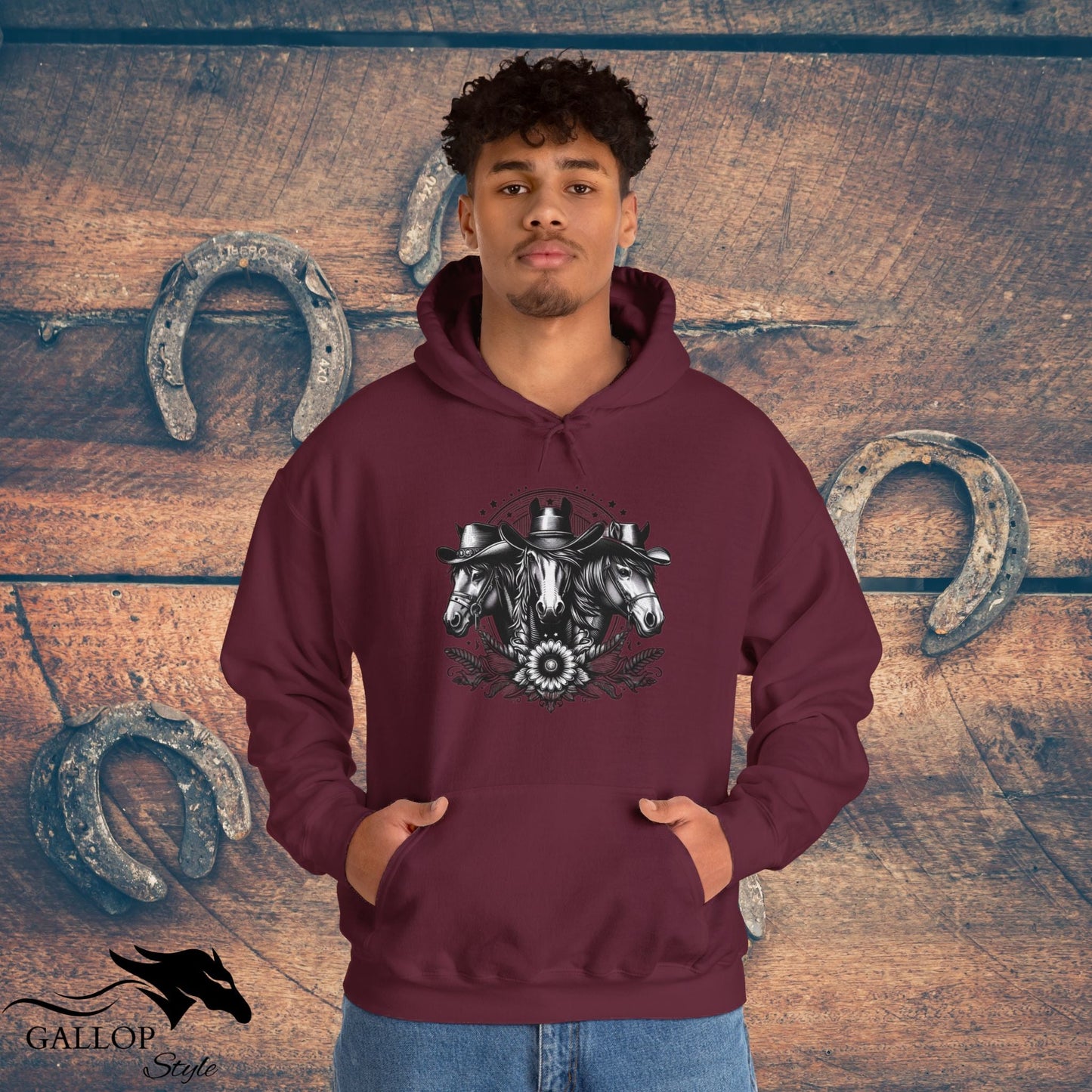 Hoodie Horse Trio Cowboy Hats Unisex Hoodie GS_28