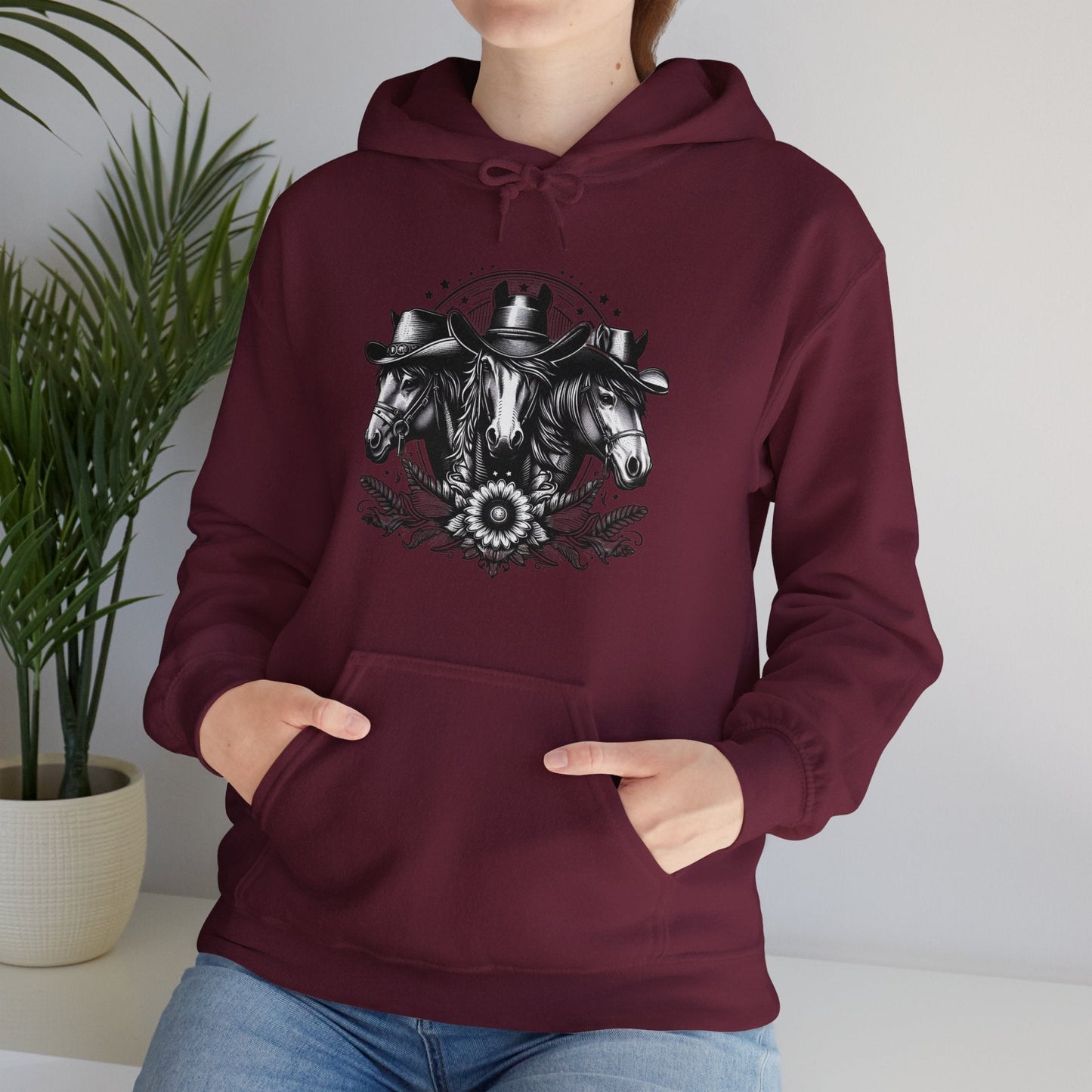 Hoodie Horse Trio Cowboy Hats Unisex Hoodie GS_28