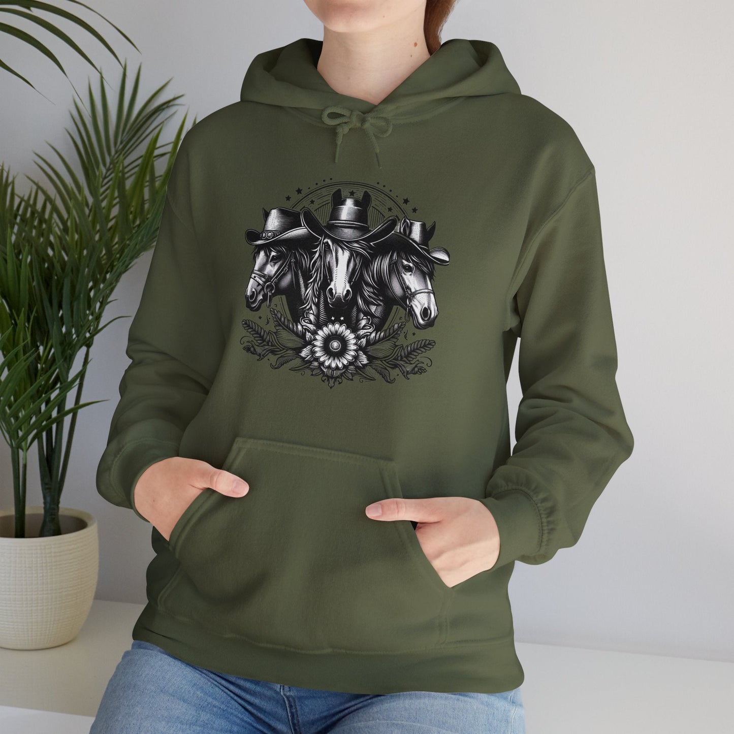 Hoodie Horse Trio Cowboy Hats Unisex Hoodie GS_28