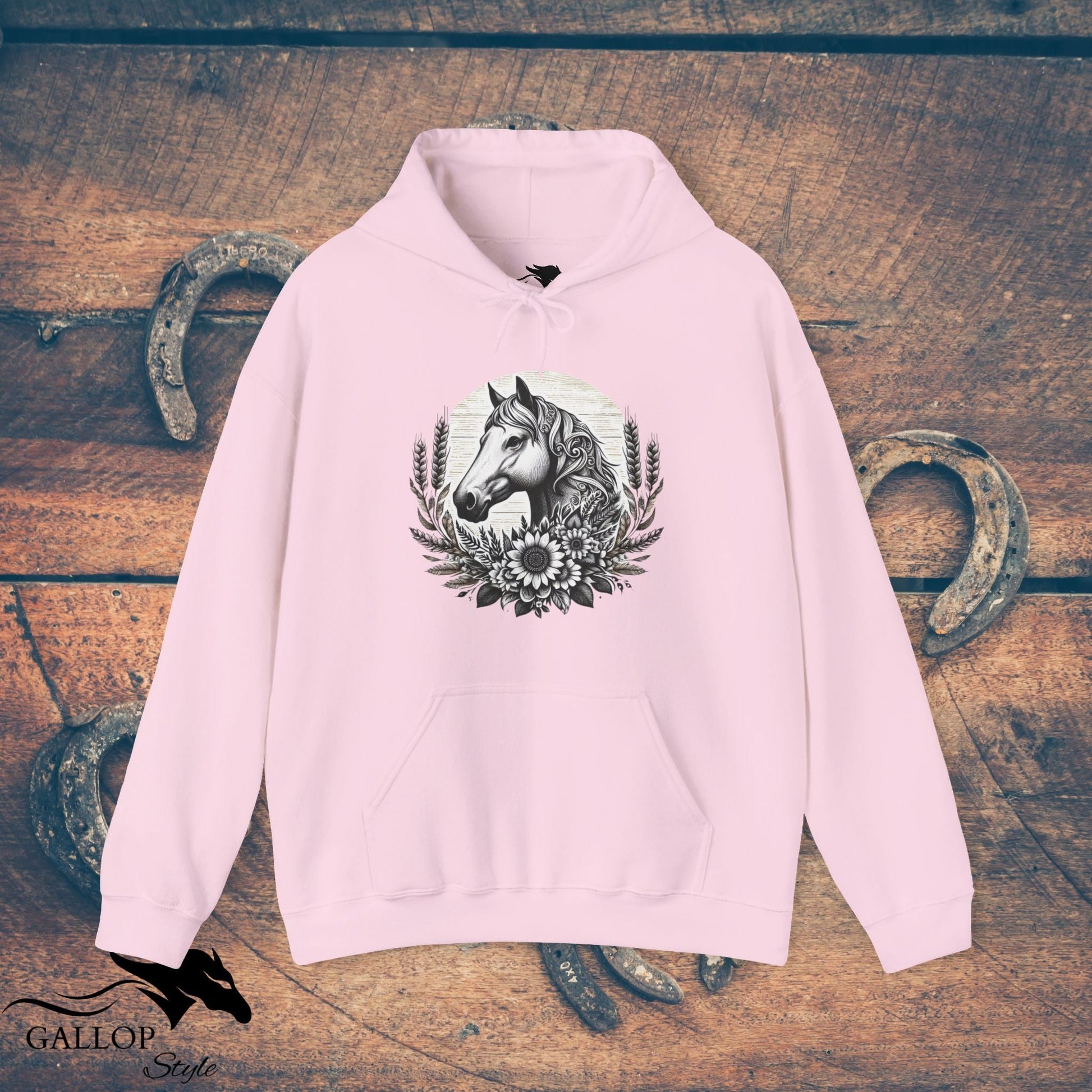 Hoodie Light Pink / S Horse Sunflowers Wheat Unisex Hoodie GS_1