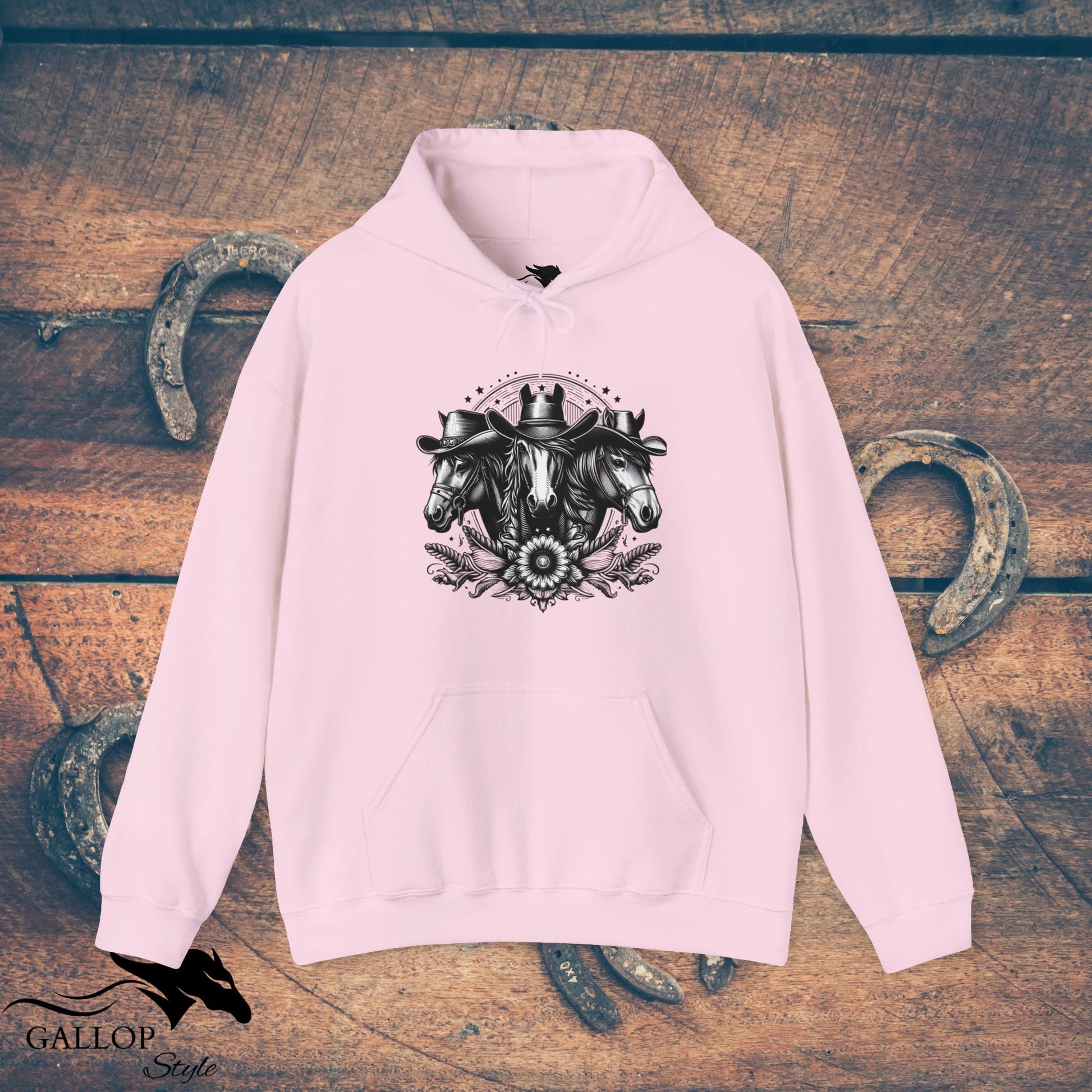 Hoodie Light Pink / S Horse Trio Cowboy Hats Unisex Hoodie GS_28