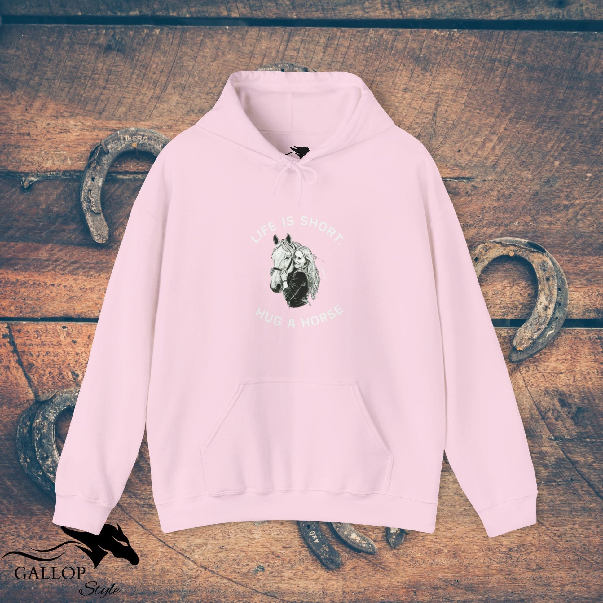 Hoodie Light Pink / S life is short hug a horse Unisex Hoodie GS_32