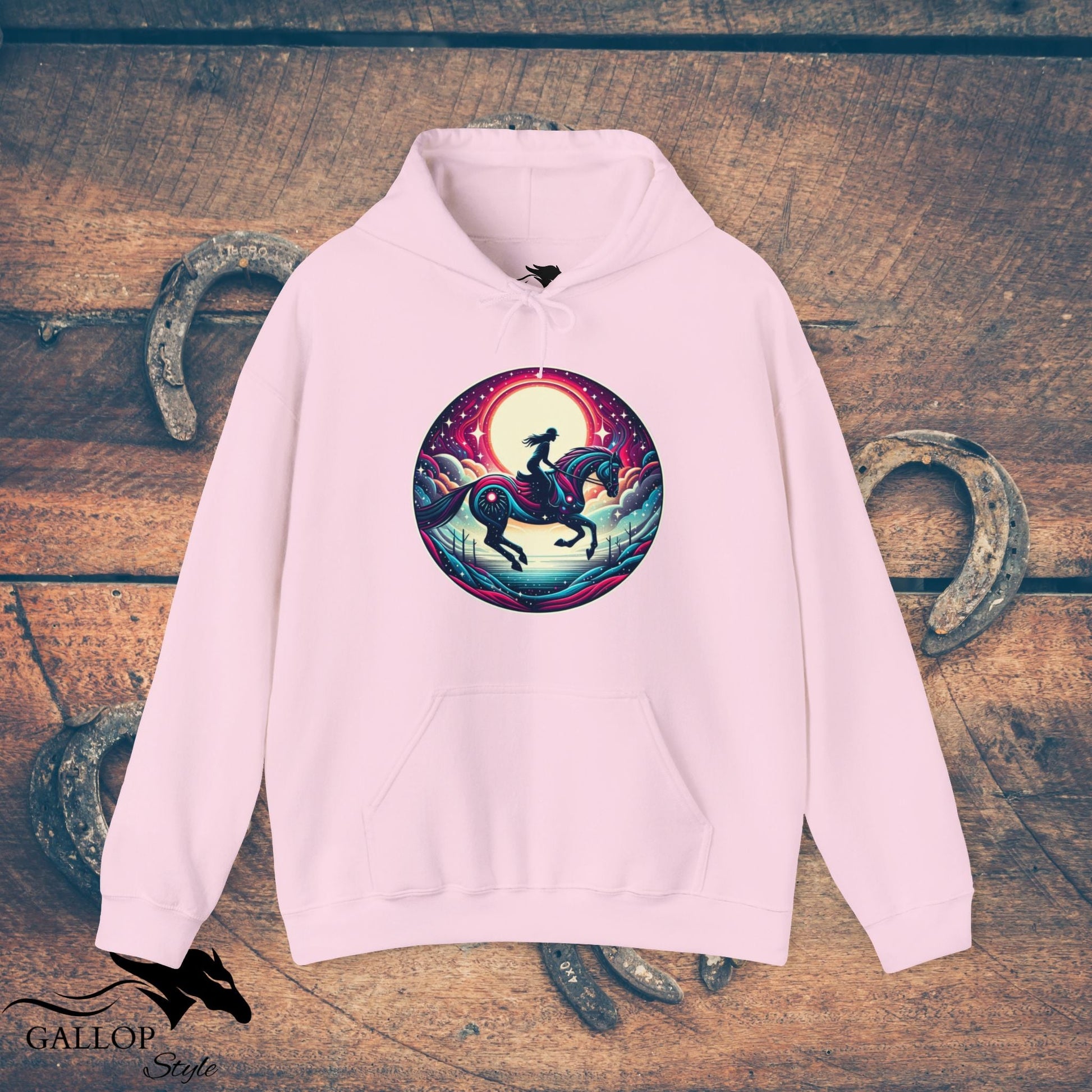 Hoodie Light Pink / S Lunar Horse & Rider Modern Unisex Hoodie GS_6