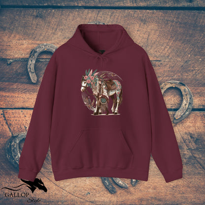 Hoodie Maroon / S BOHO Floral Horse and Rider Unisex Hoodie GS_7