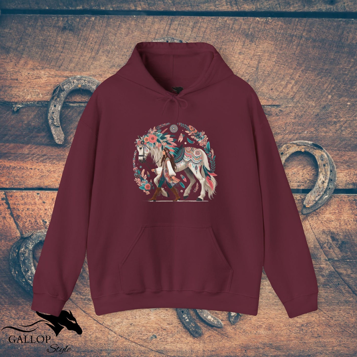 Hoodie Maroon / S BOHO Horse Walker Unisex Hoodie GS_48