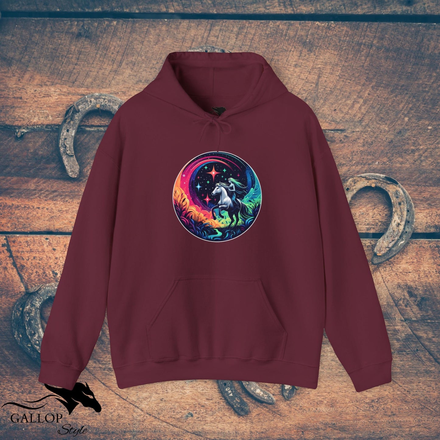 Hoodie Maroon / S Cosmic Horse & Rider Unisex Hoodie GS_35