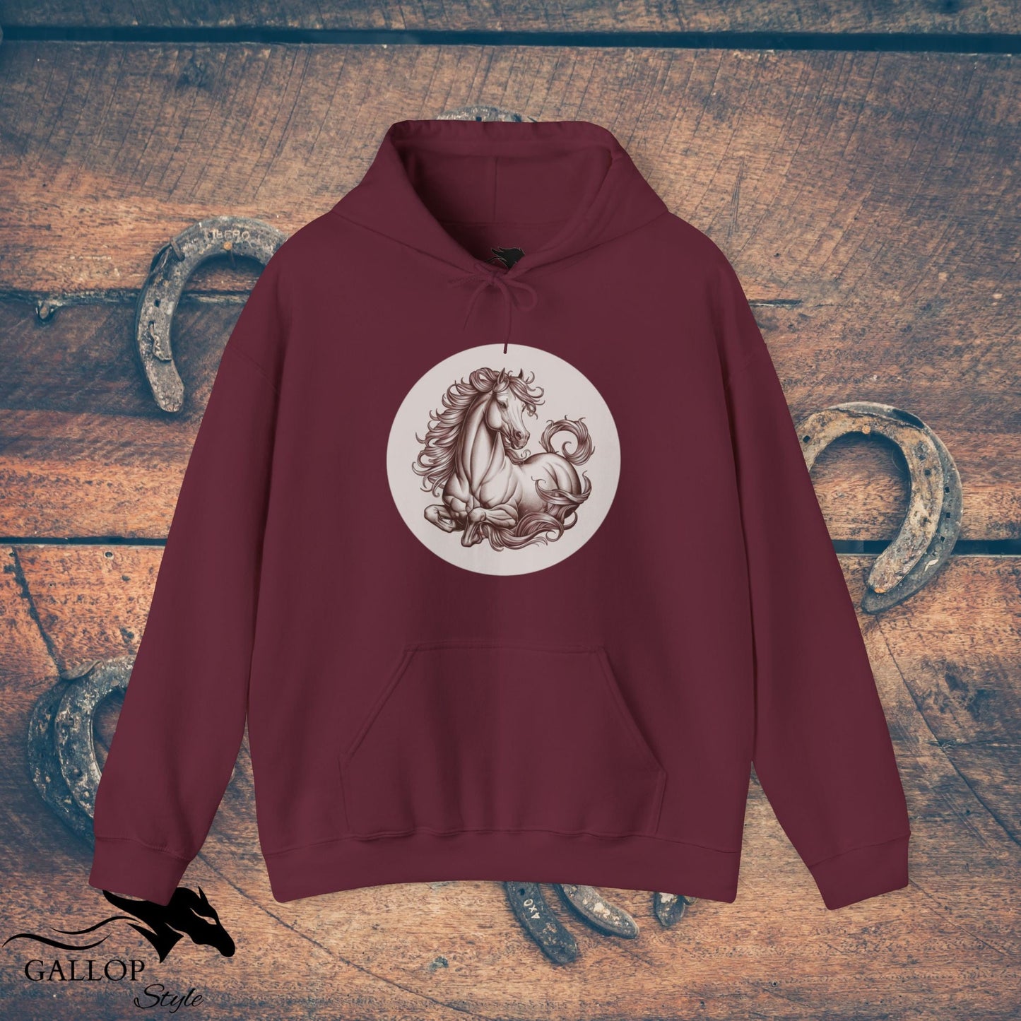 Hoodie Maroon / S Elegant Horse at Rest Unisex Hoodie GS_41