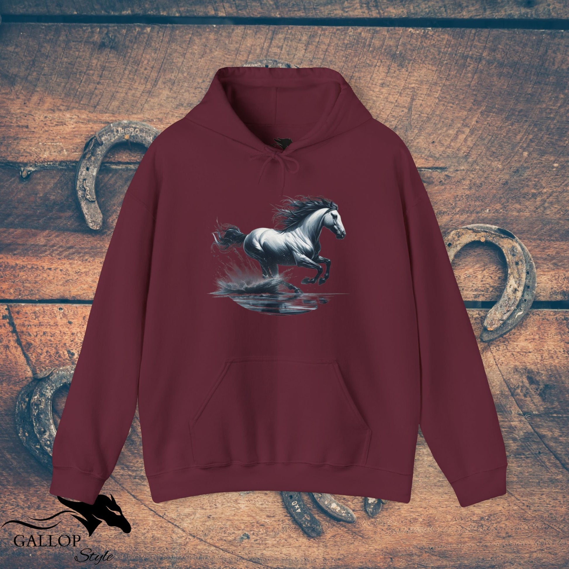 Hoodie Maroon / S Galloping Water Unisex Hoodie GS_30