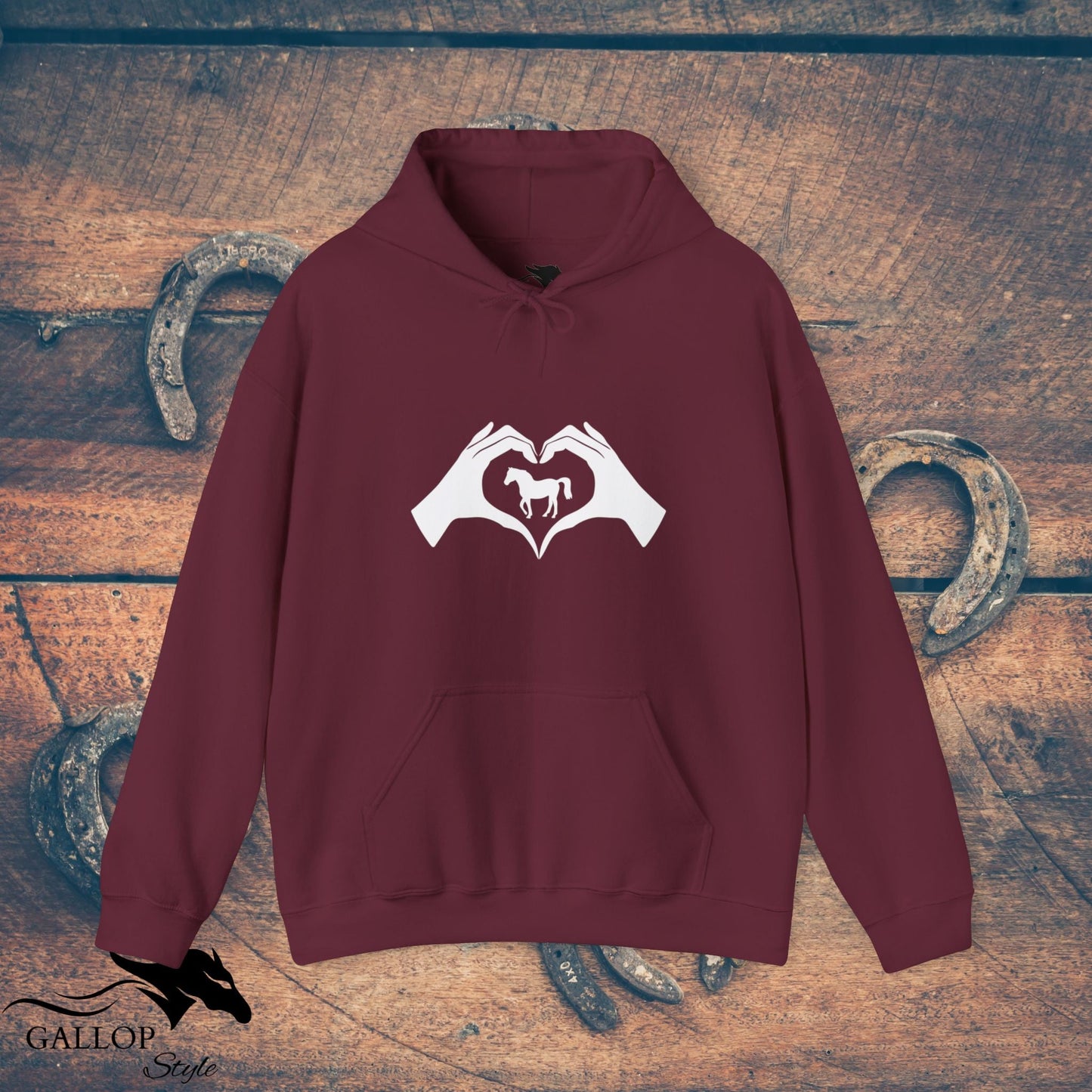 Hoodie Maroon / S Heart Hands Horses Unisex Hoodie GS_34