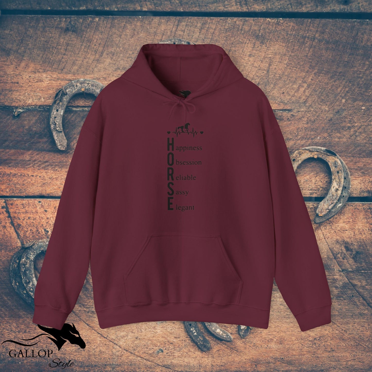 Hoodie Maroon / S Heartbeat Horse Definition Unisex Hoodie GS_47