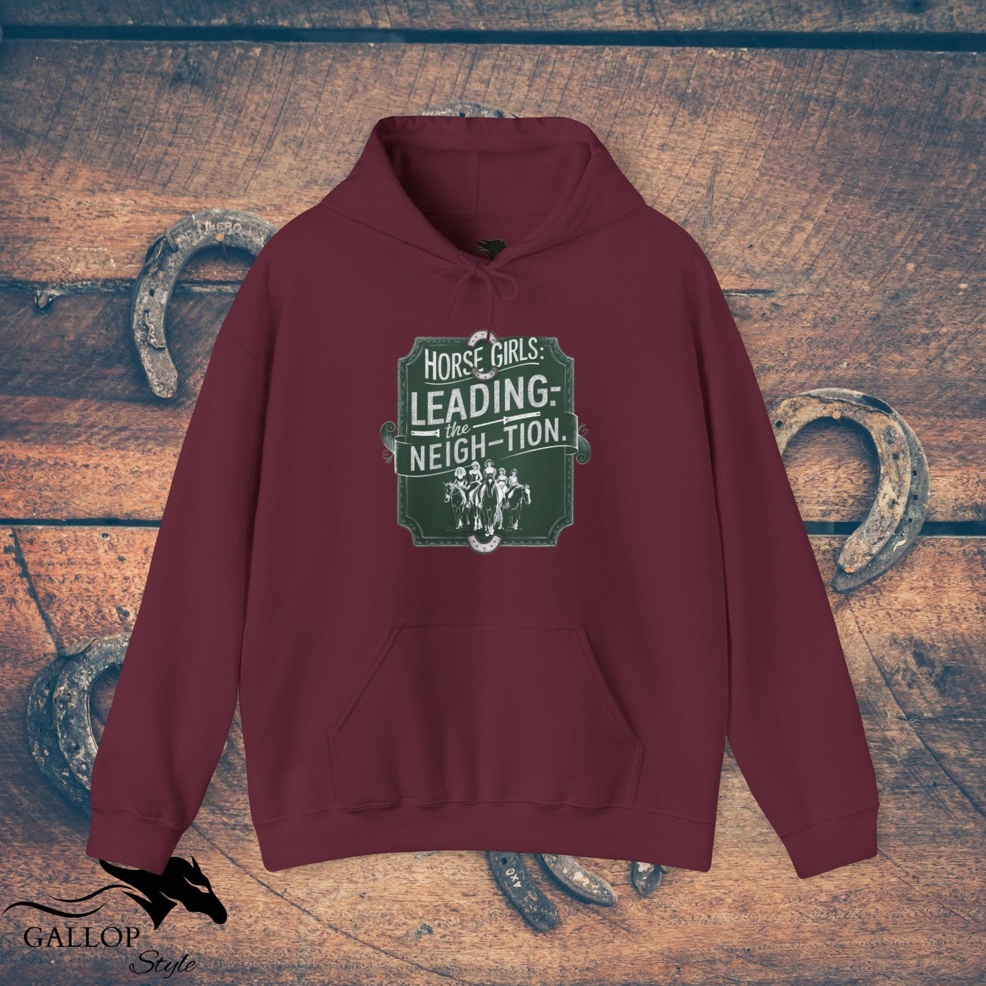 Hoodie Maroon / S Horse Girls Lead Neightion Unisex Hoodie GS_12