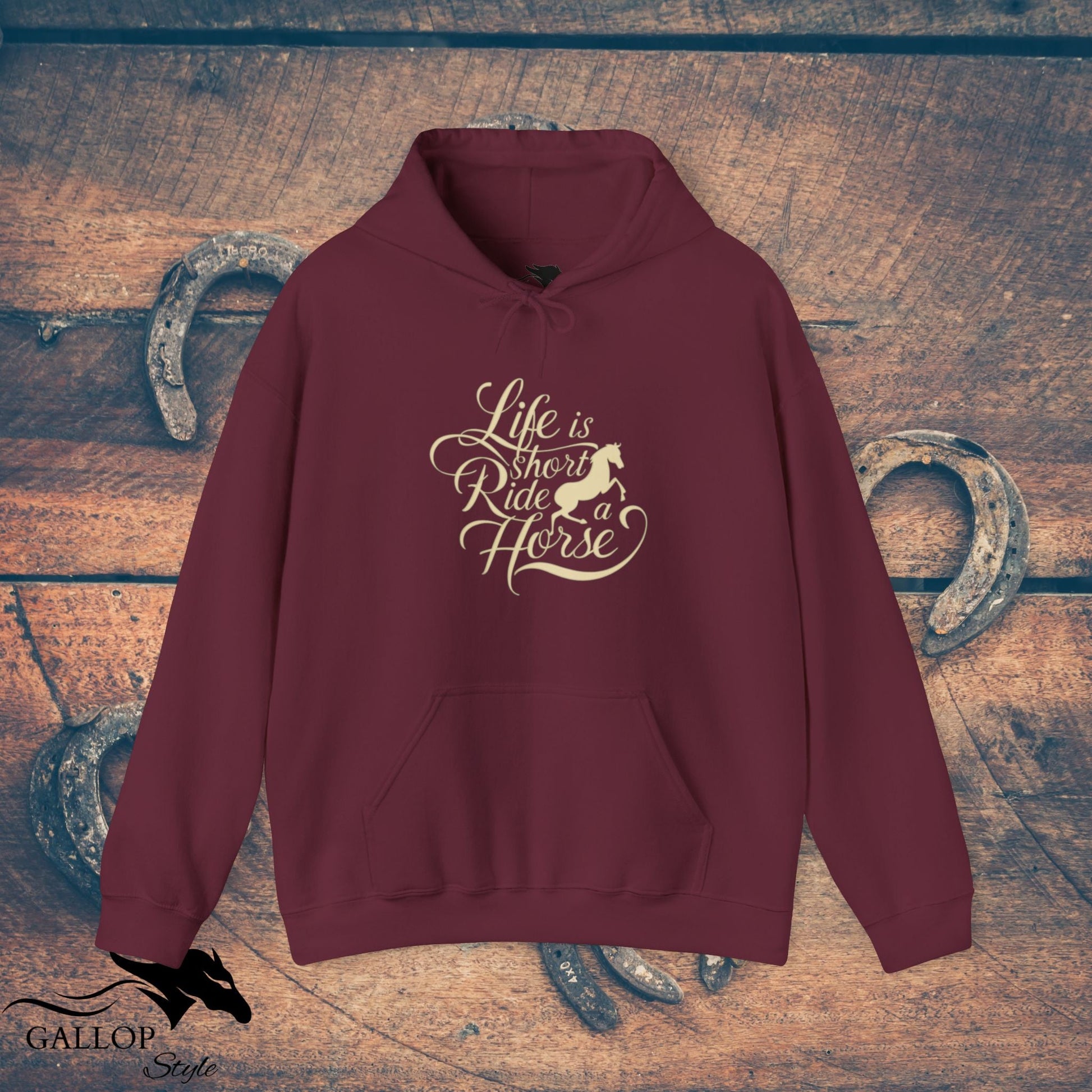 Hoodie Maroon / S Life is Short Ride Horse Unisex Hoodie GS_39