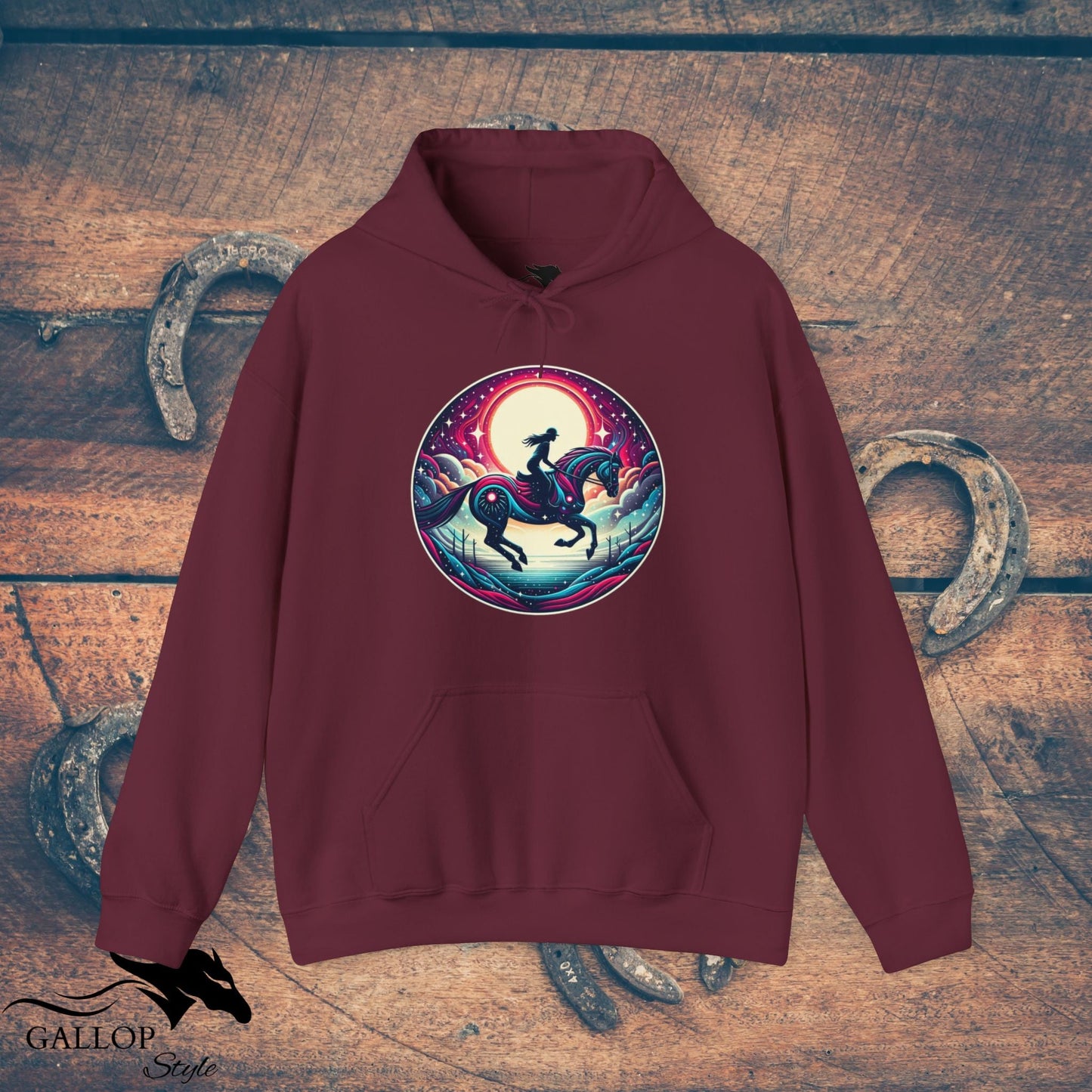 Hoodie Maroon / S Lunar Horse & Rider Modern Unisex Hoodie GS_6