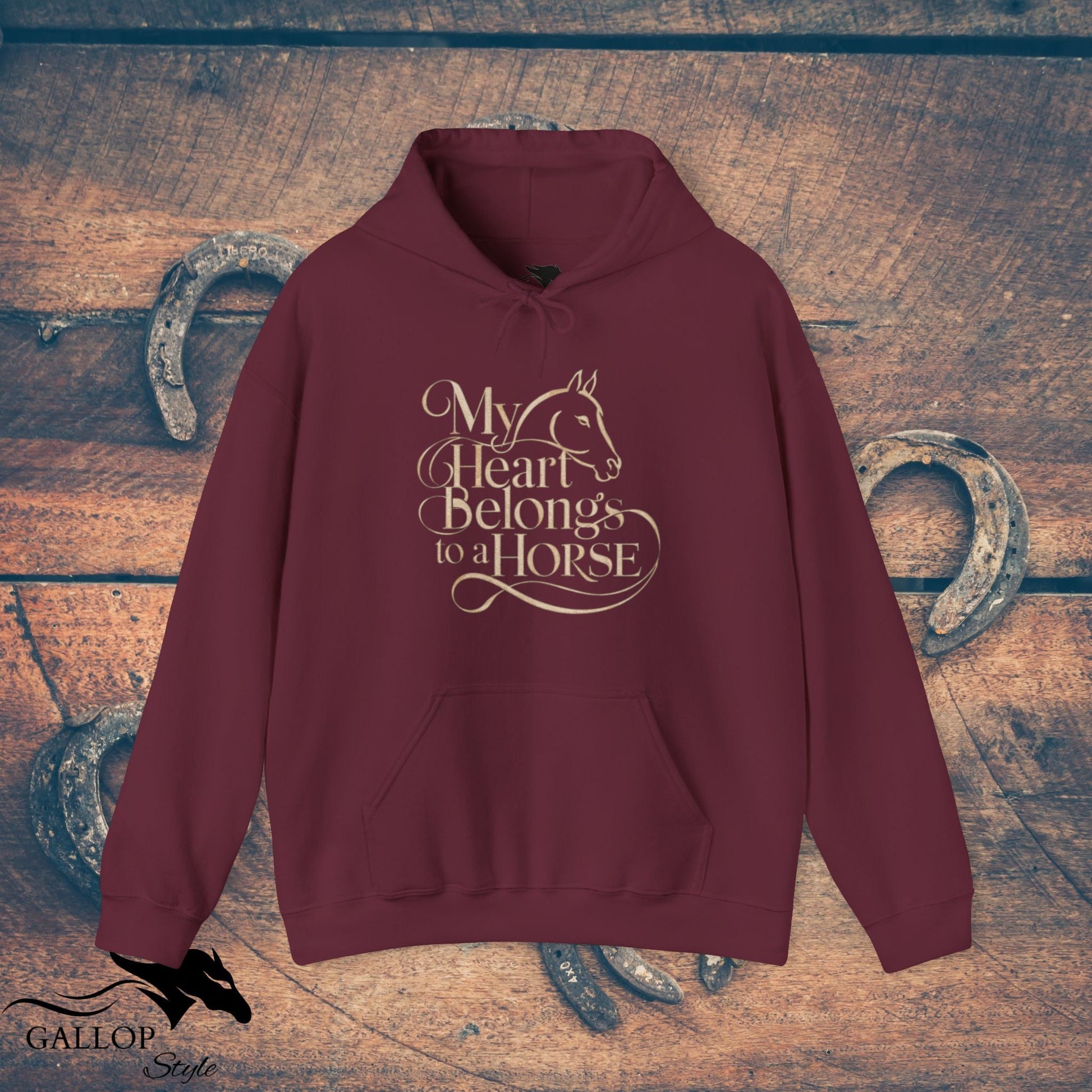 Hoodie Maroon / S My Heart Belongs to Horse Unisex Hoodie GS_15