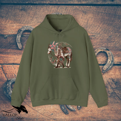 Hoodie Military Green / S BOHO Floral Horse and Rider Unisex Hoodie GS_7