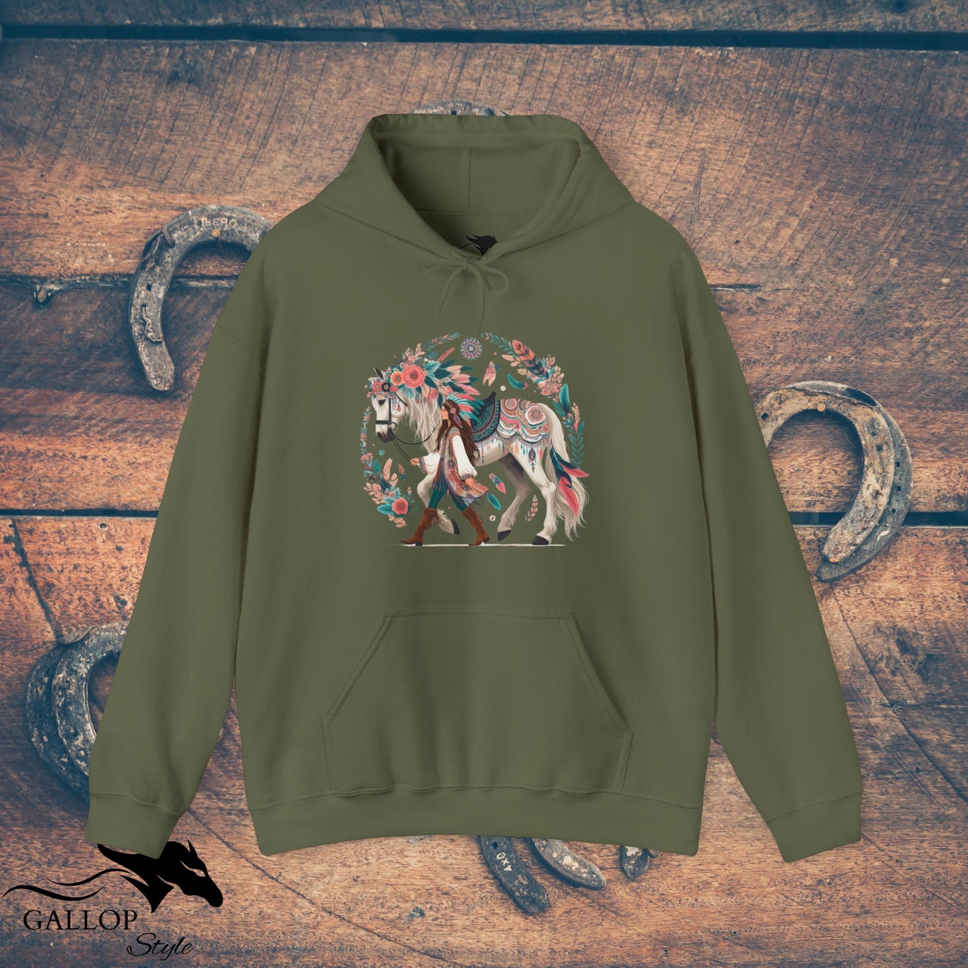 Hoodie Military Green / S BOHO Horse Walker Unisex Hoodie GS_48