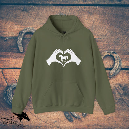 Hoodie Military Green / S Heart Hands Horses Unisex Hoodie GS_34