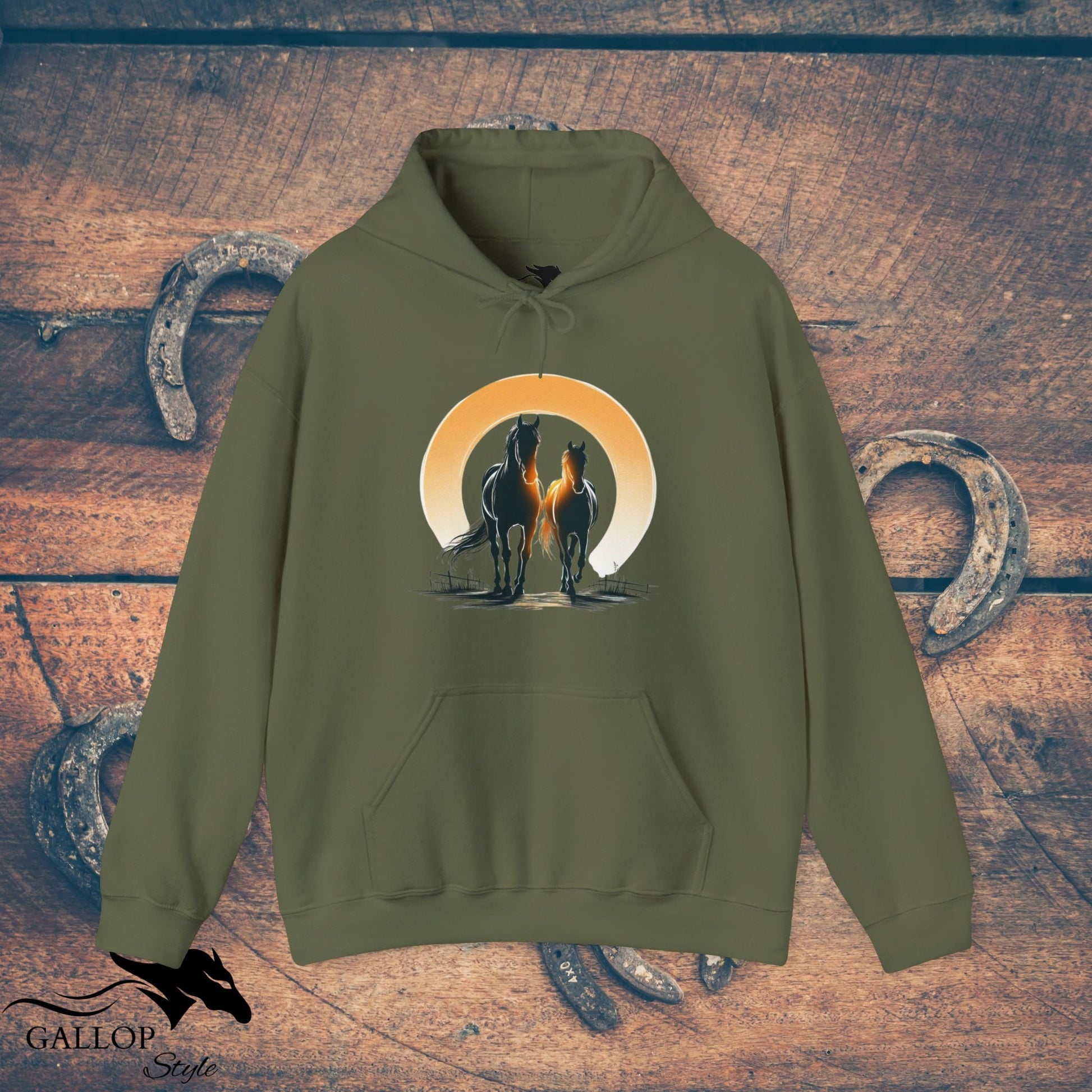 Hoodie Military Green / S Horse Couple Unisex Hoodie GS_42