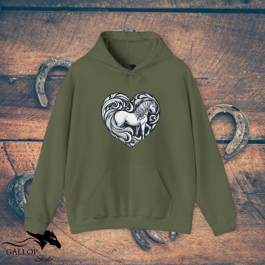 Hoodie Military Green / S Horse in Heart Unisex Hoodie GS_25