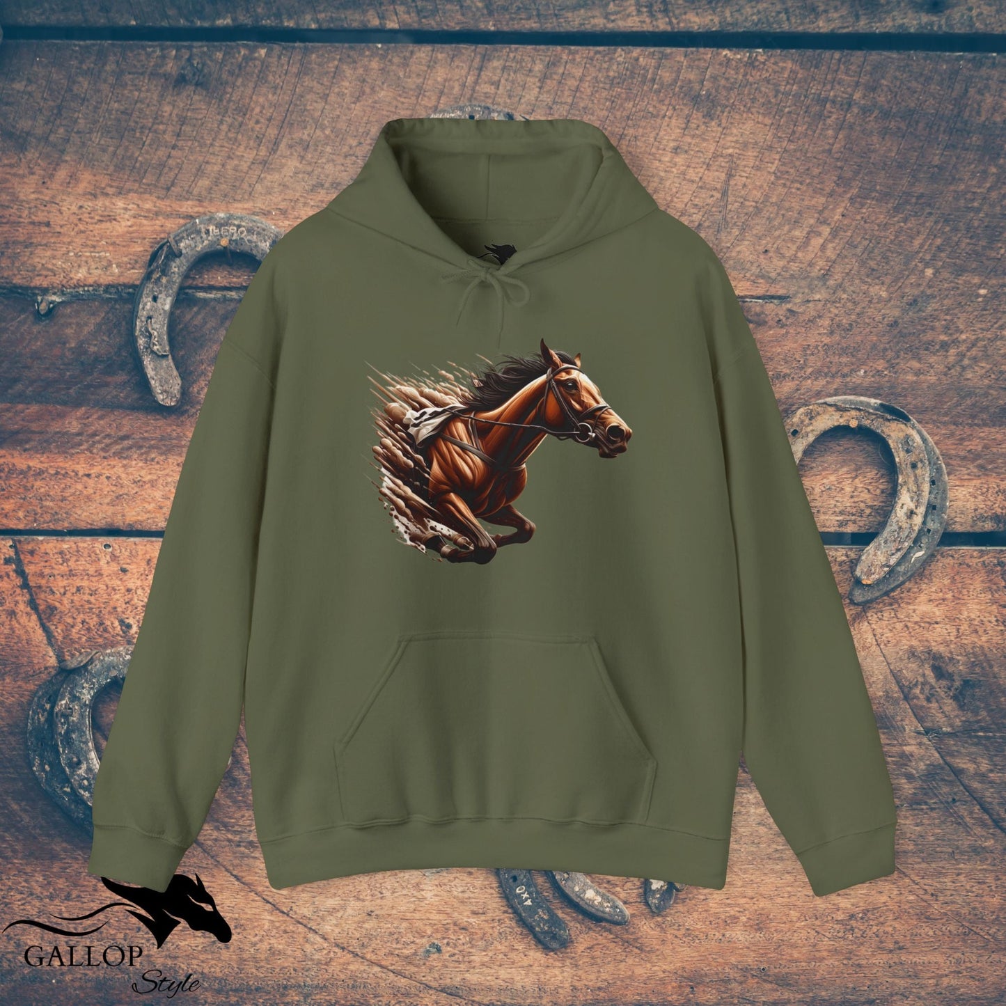 Hoodie Military Green / S Race Horse Break Out Unisex Hoodie GS_8