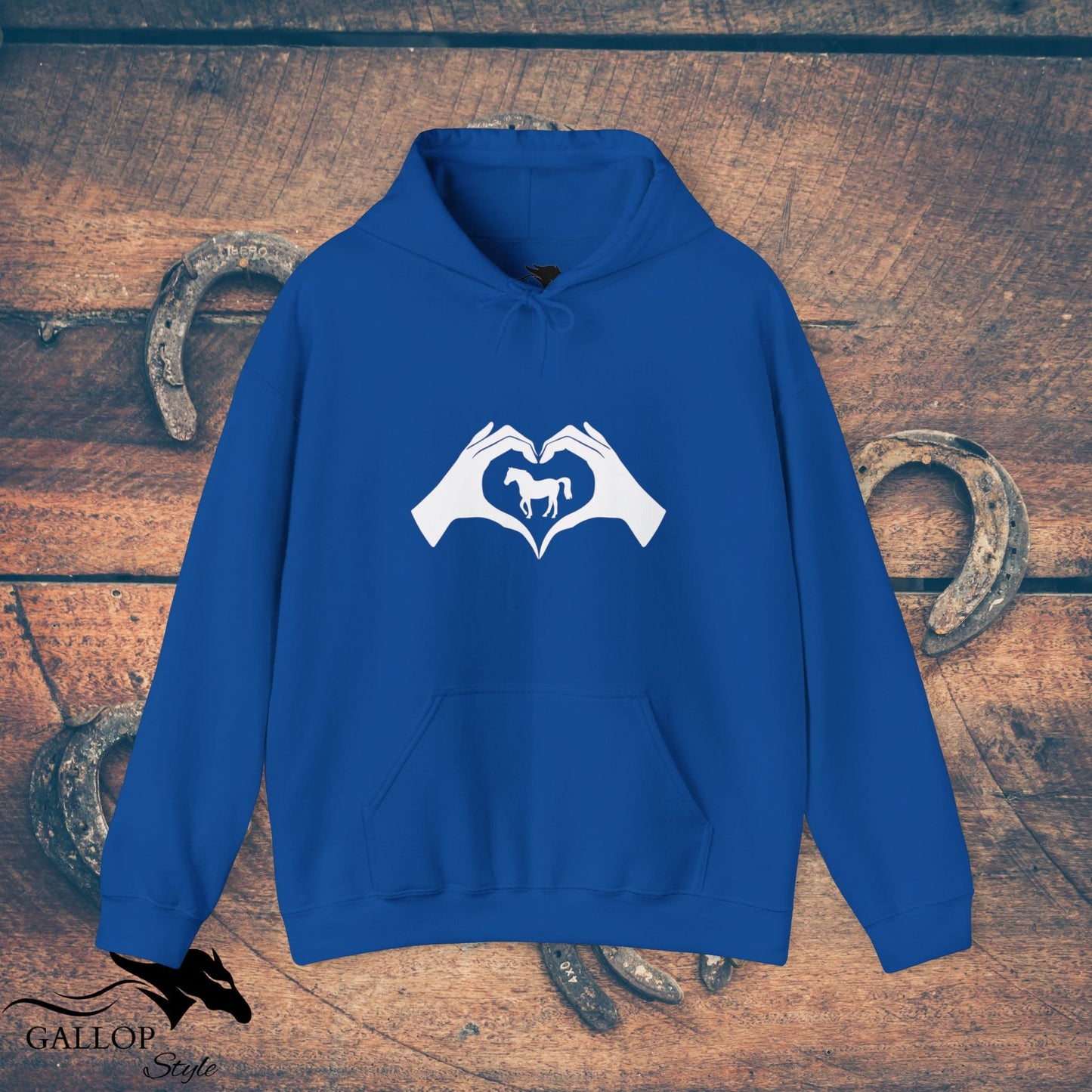 Hoodie Royal / S Heart Hands Horses Unisex Hoodie GS_34