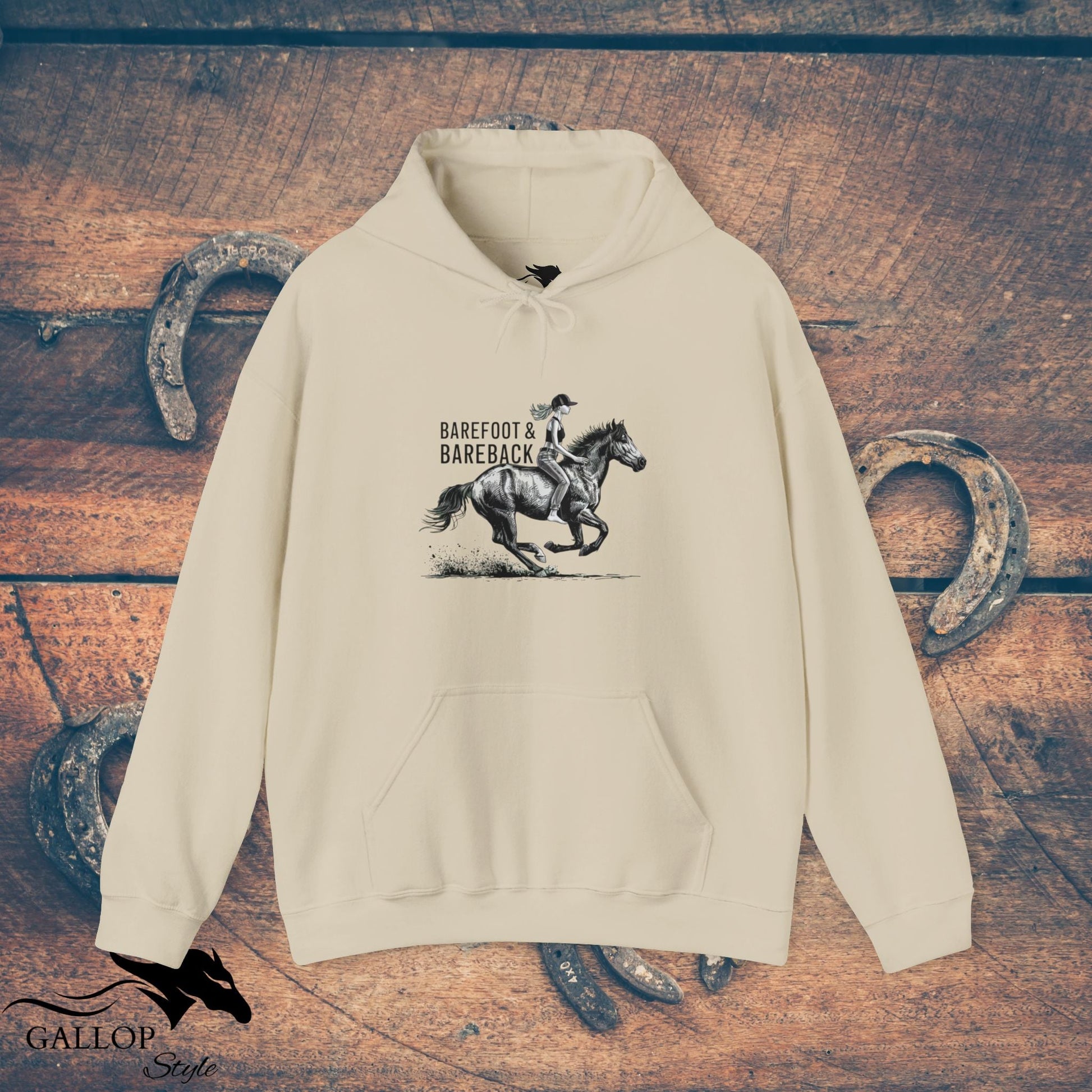 Hoodie Sand / S Barefoot and Bareback 2 Unisex Hoodie GS_49