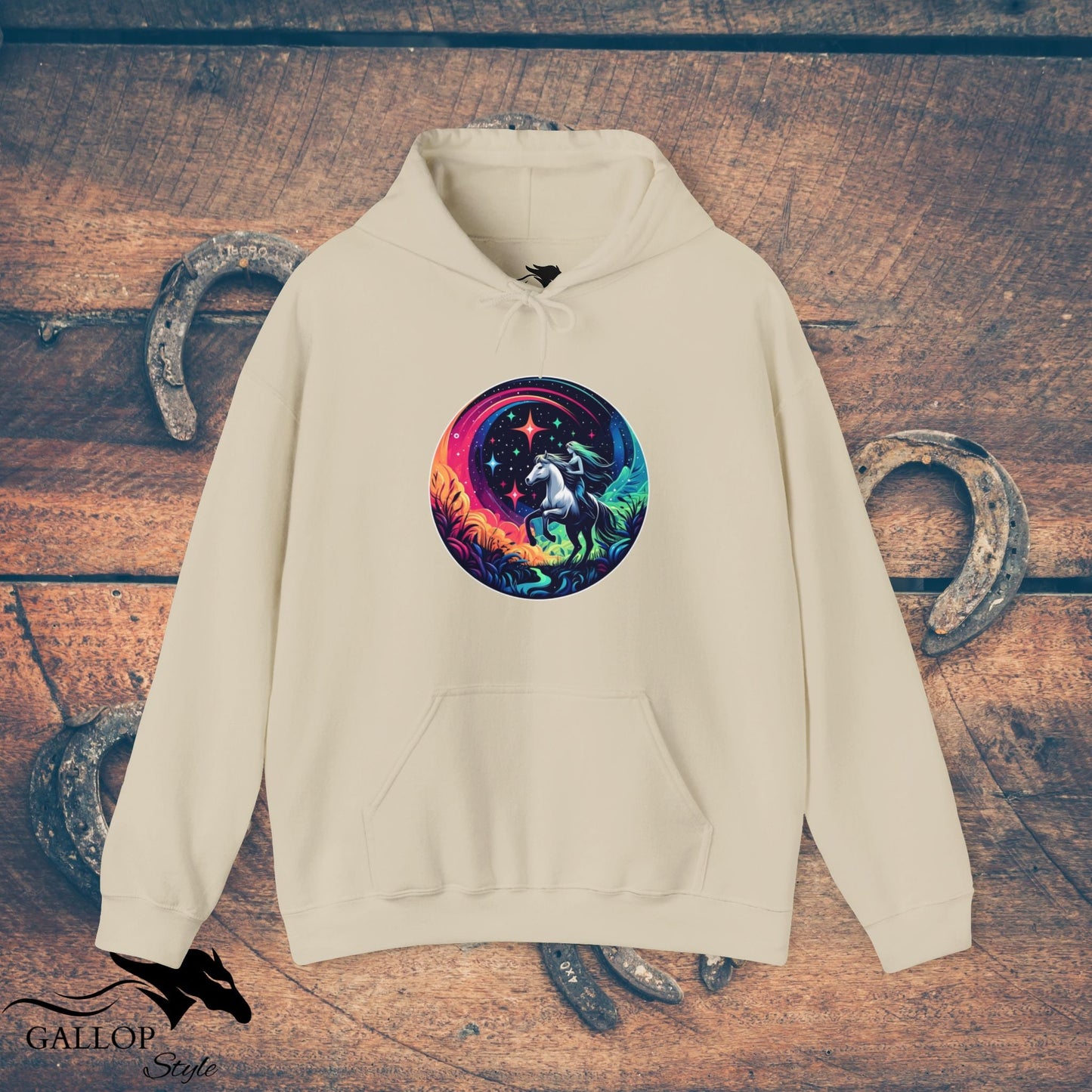 Hoodie Sand / S Cosmic Horse & Rider Unisex Hoodie GS_35