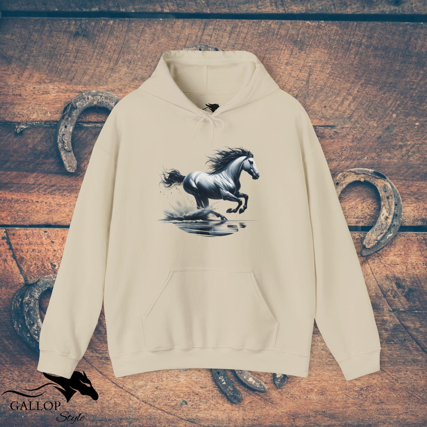 Hoodie Sand / S Galloping Water Unisex Hoodie GS_30