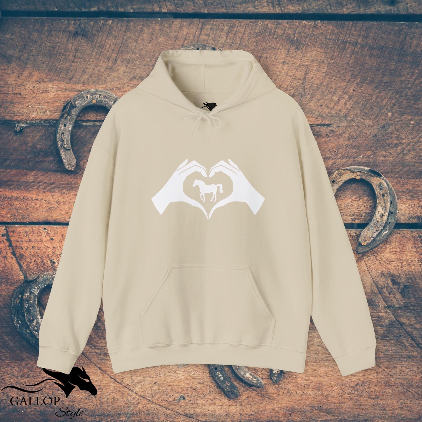 Hoodie Sand / S Heart Hands Horses Unisex Hoodie GS_34