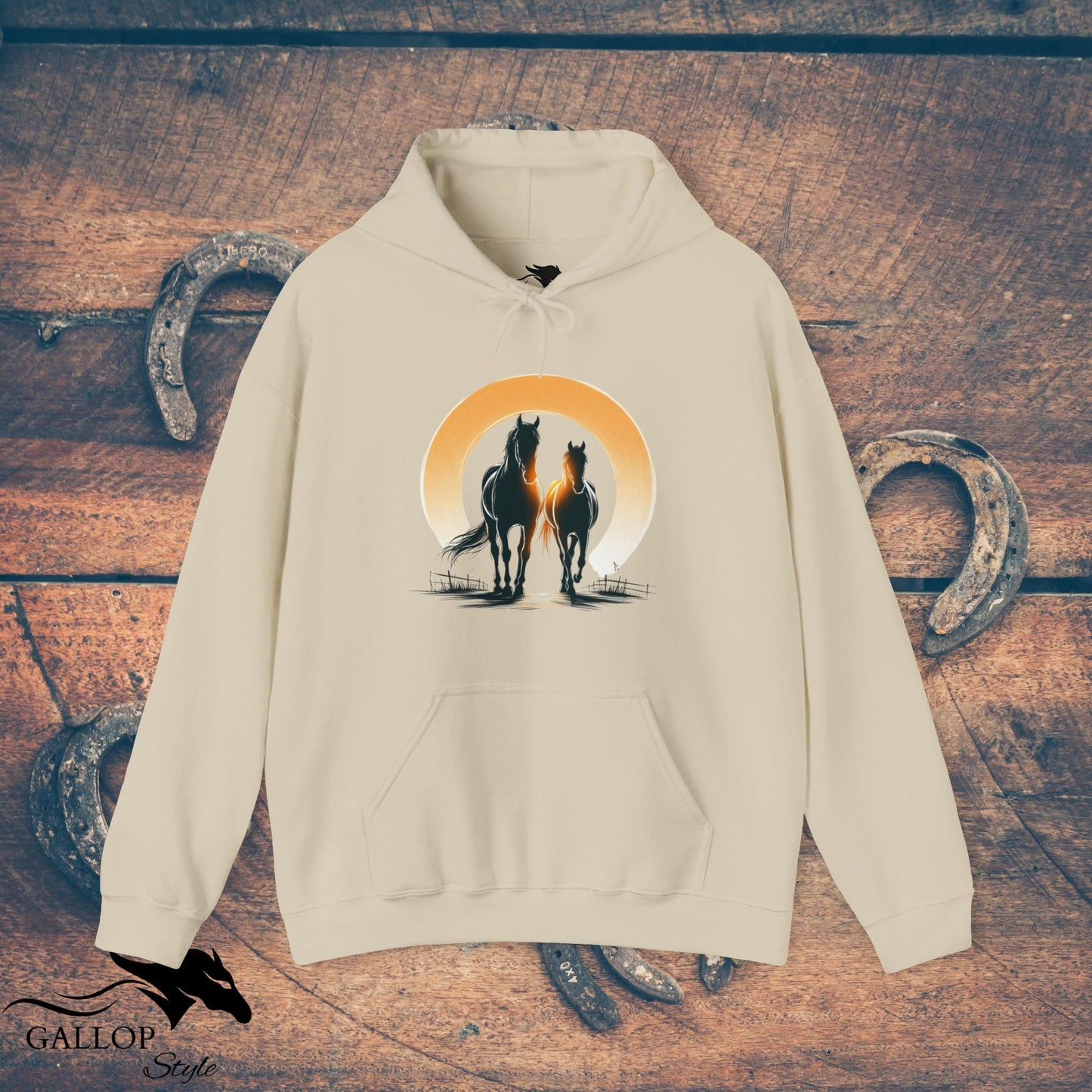 Hoodie Sand / S Horse Couple Unisex Hoodie GS_42