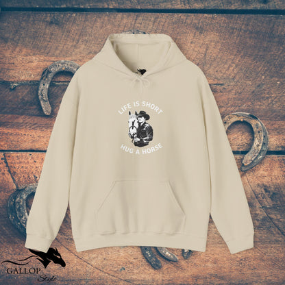 Hoodie Sand / S life is short hug a horse male Unisex Hoodie GS_33