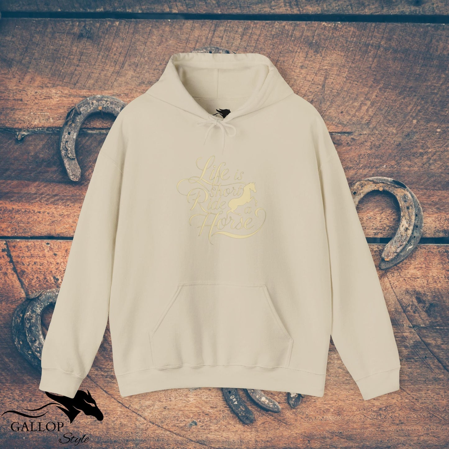 Hoodie Sand / S Life is Short Ride Horse Unisex Hoodie GS_39