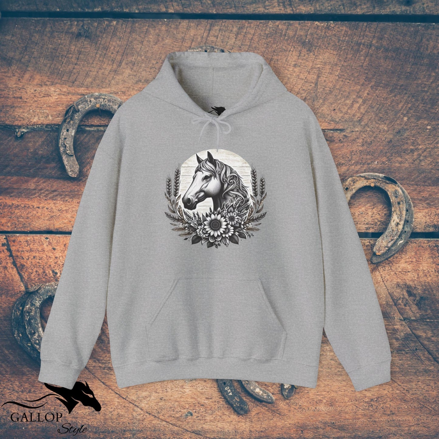 Hoodie Sport Grey / S Horse Sunflowers Wheat Unisex Hoodie GS_1