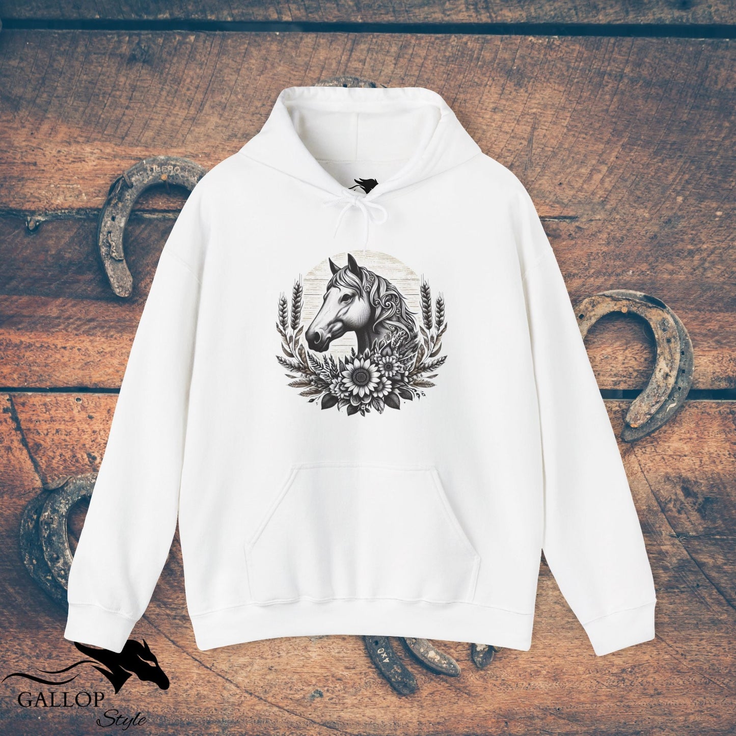 Hoodie White / S Horse Sunflowers Wheat Unisex Hoodie GS_1