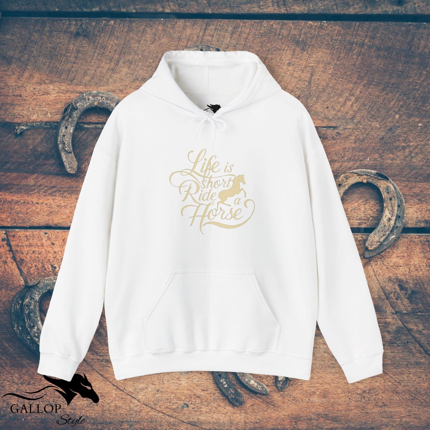 Hoodie White / S Life is Short Ride Horse Unisex Hoodie GS_39