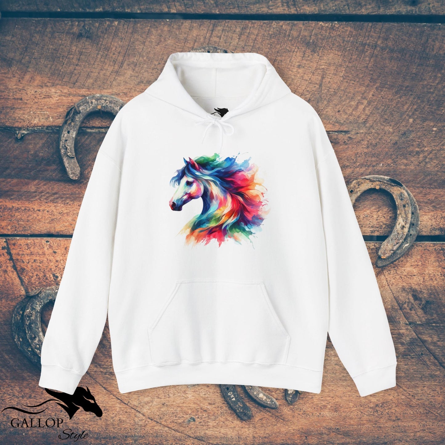 Hoodie White / S Vibrant Water Color Horse Unisex Hoodie GS_43