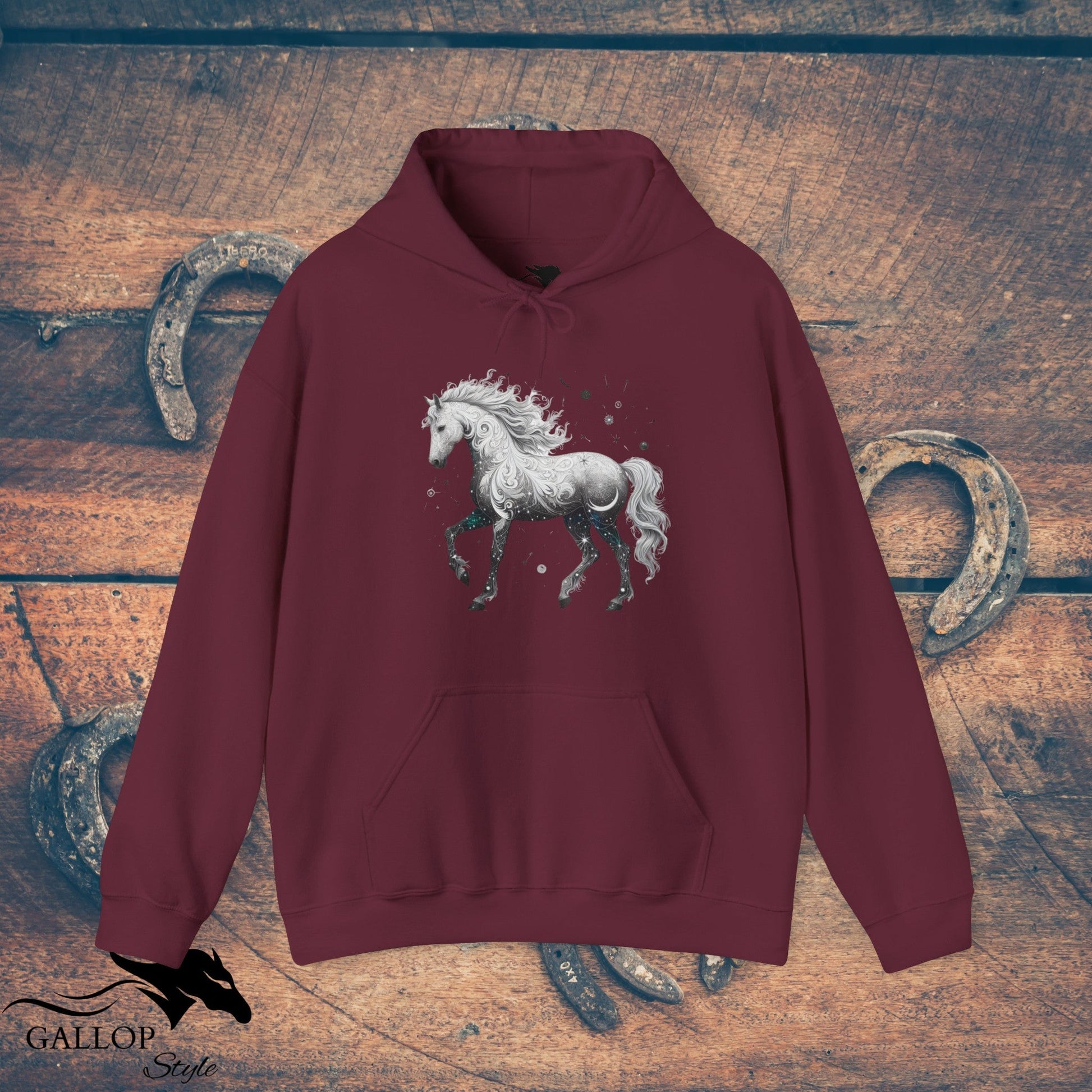 Hoodies & Sweatshirts Maroon / S Celestial Paisley Horse Stars T-Shirt Unisex Hoodie GS_50